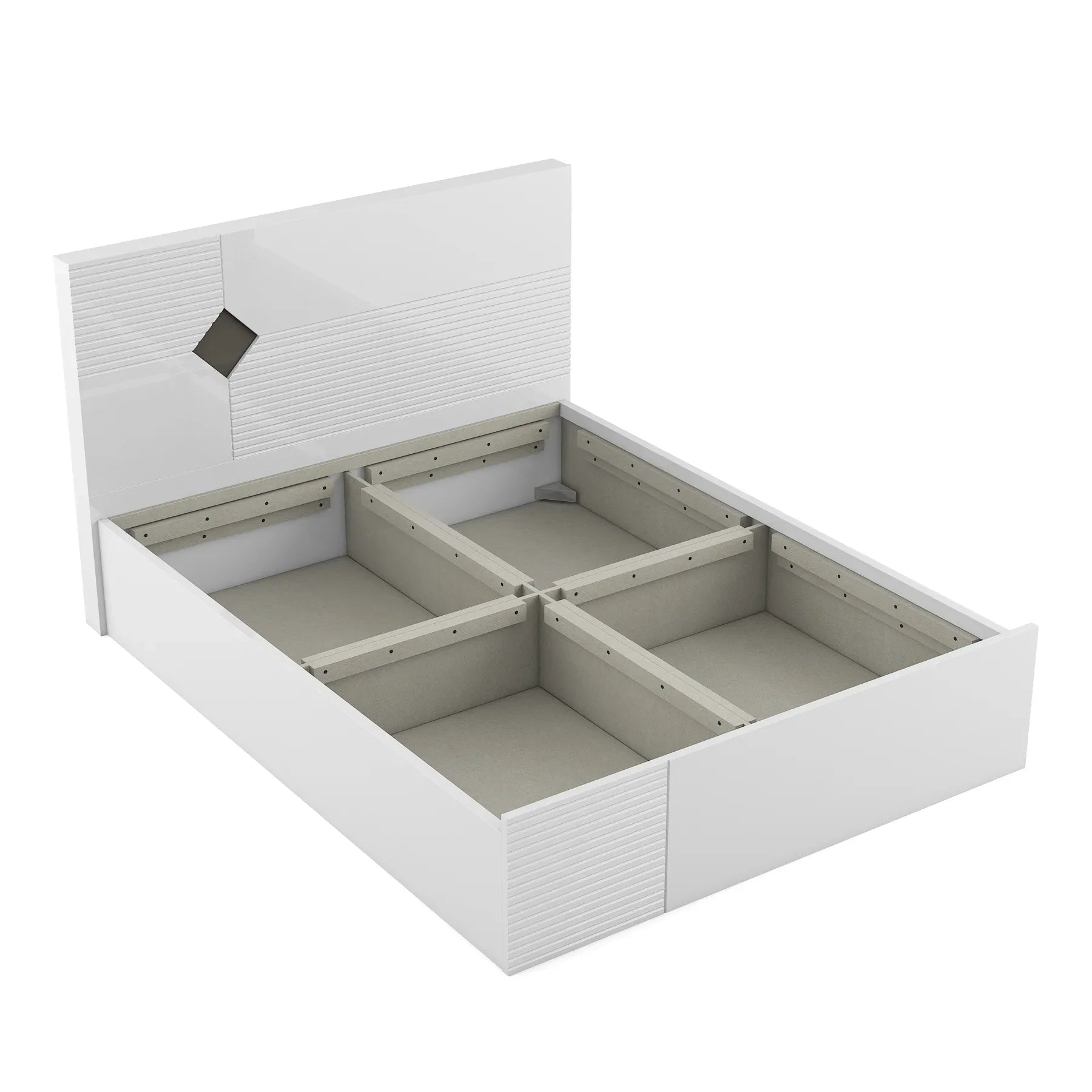 Gwen King Bed With Box Storage in White & Denim Colour - HomeTown