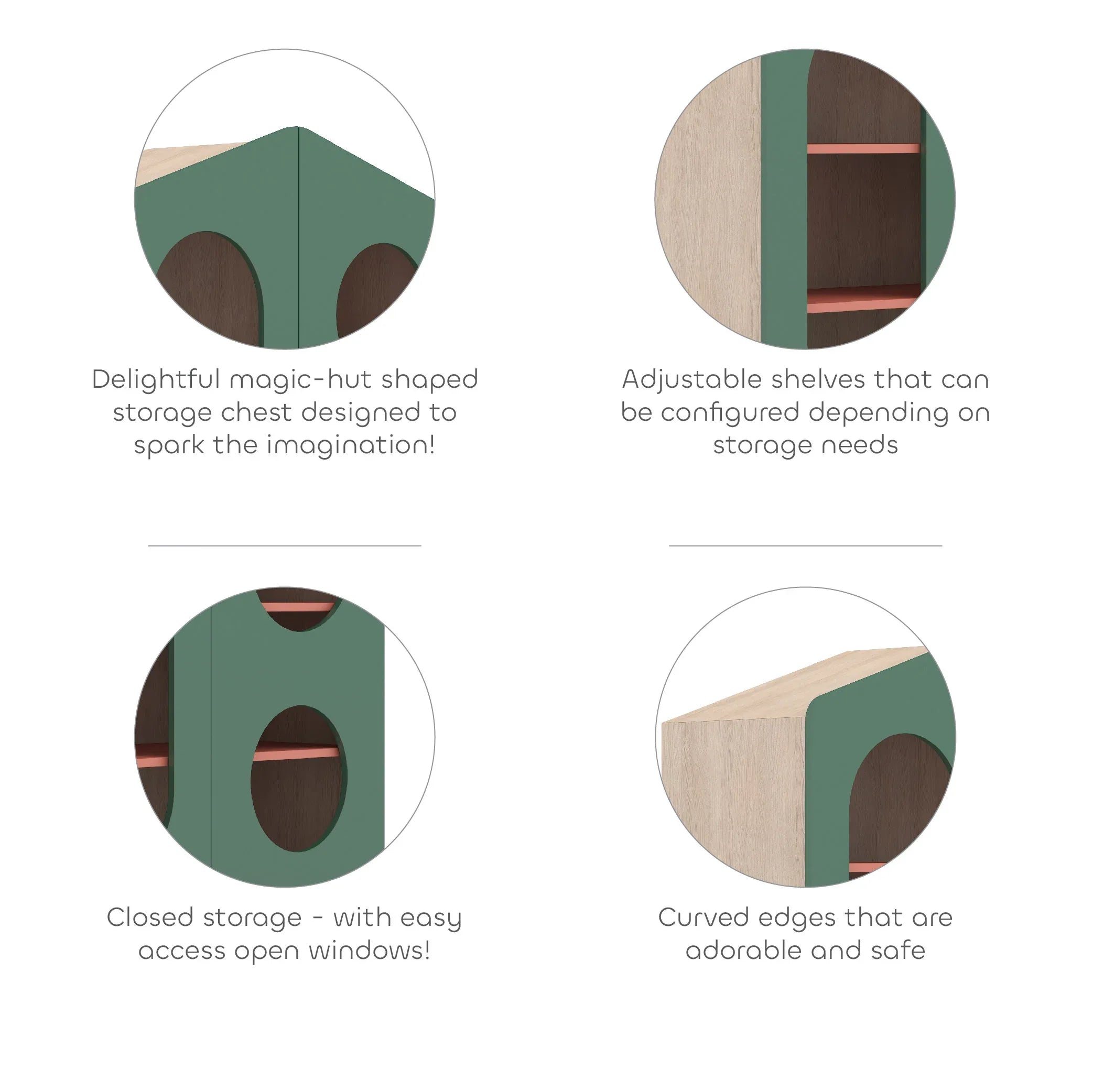 Magic Hut Storage Cabinet in Lauren Green Colour - HomeTown