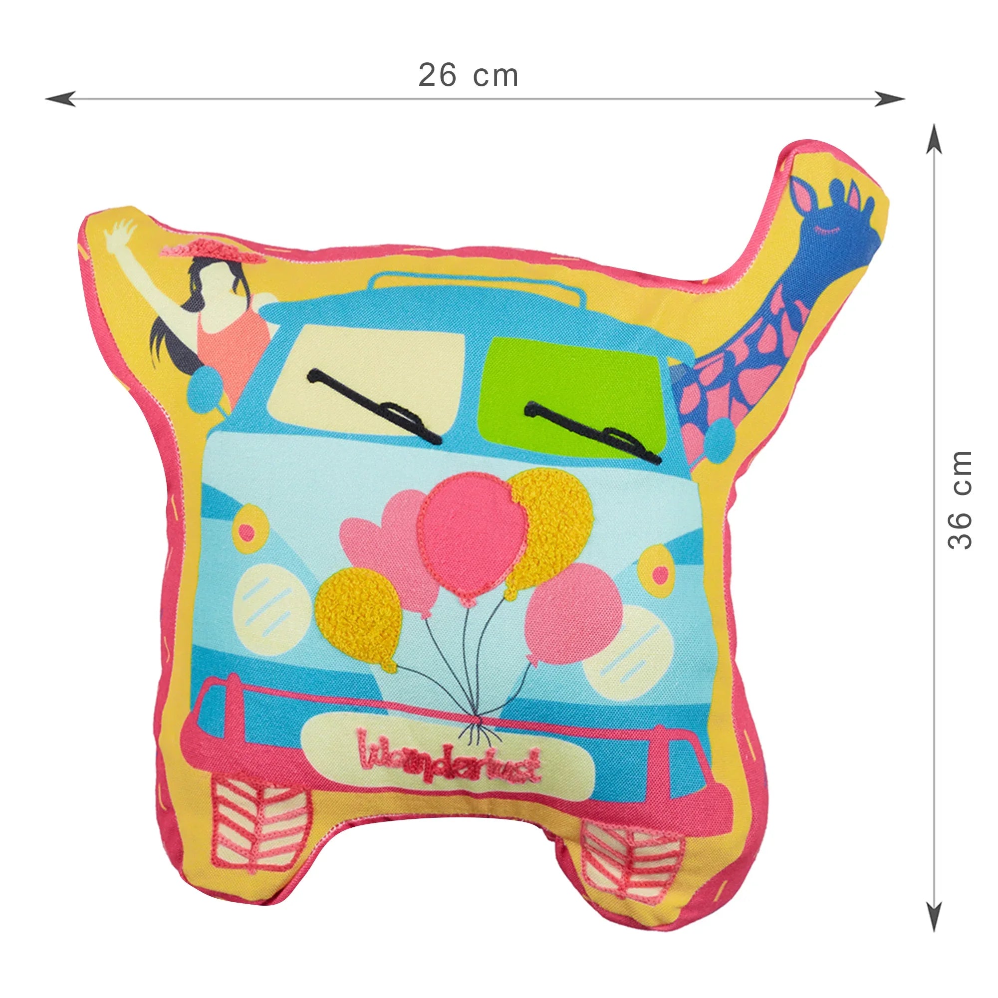 Good Life Reversible Van Digital Printed Shaped Cushion 26x36 Cm in Aqua Colour - HomeTown