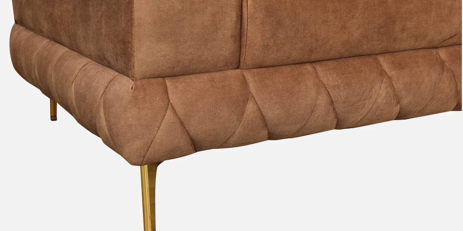 Plume Velvet Fabric Three Seater Sofa in Brown Colour - HomeTown