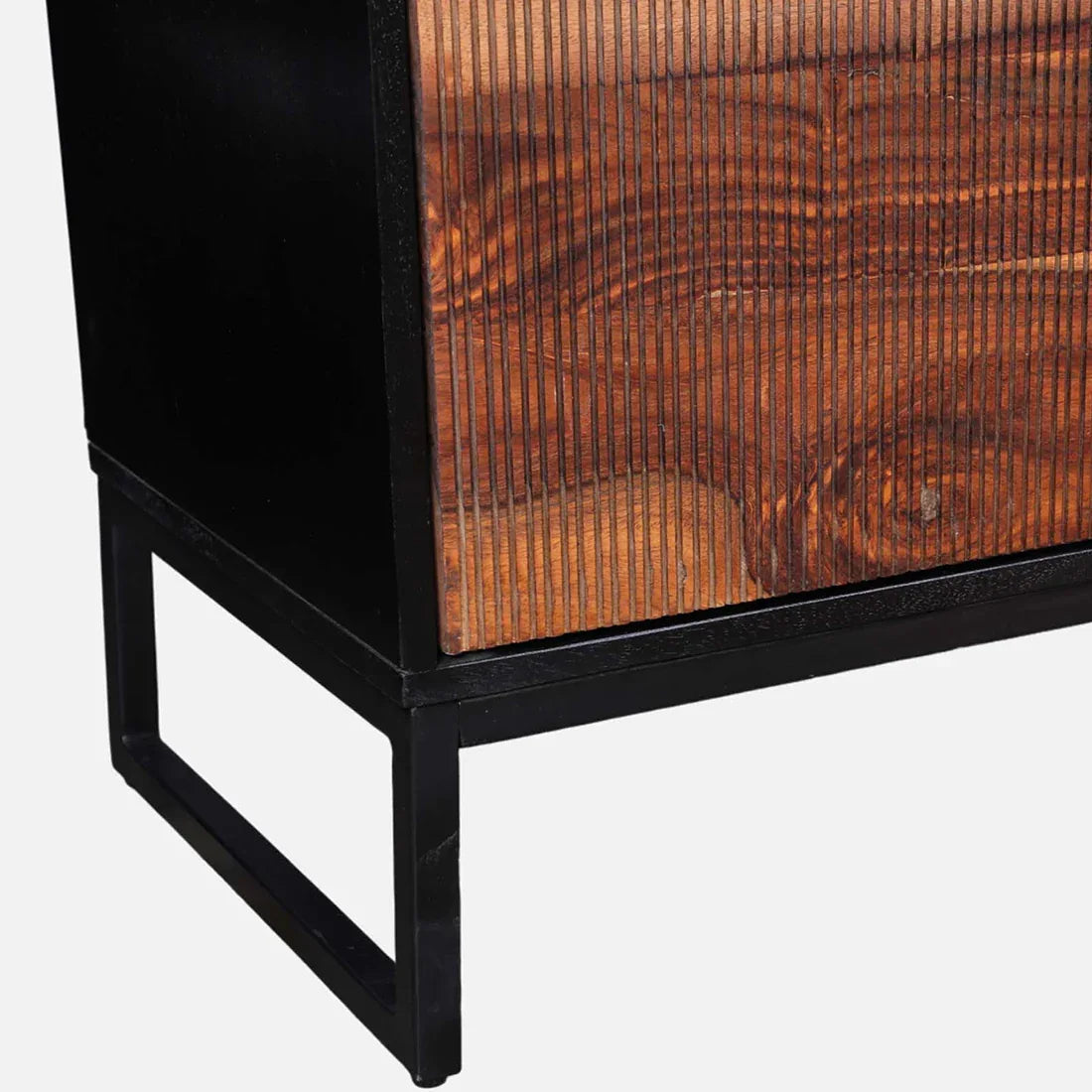 Sven Sheesham Wood(Rosewood) Sideboard in Natural Sheesham & Black Colour - HomeTown