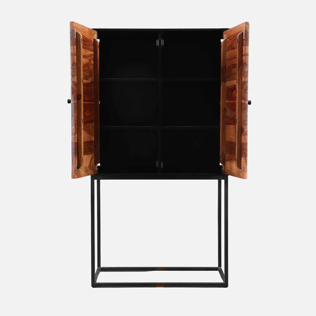 Sven Sheesham Wood(Rosewood) Storage Cabinets in Natural Sheesham & Black Colour - HomeTown