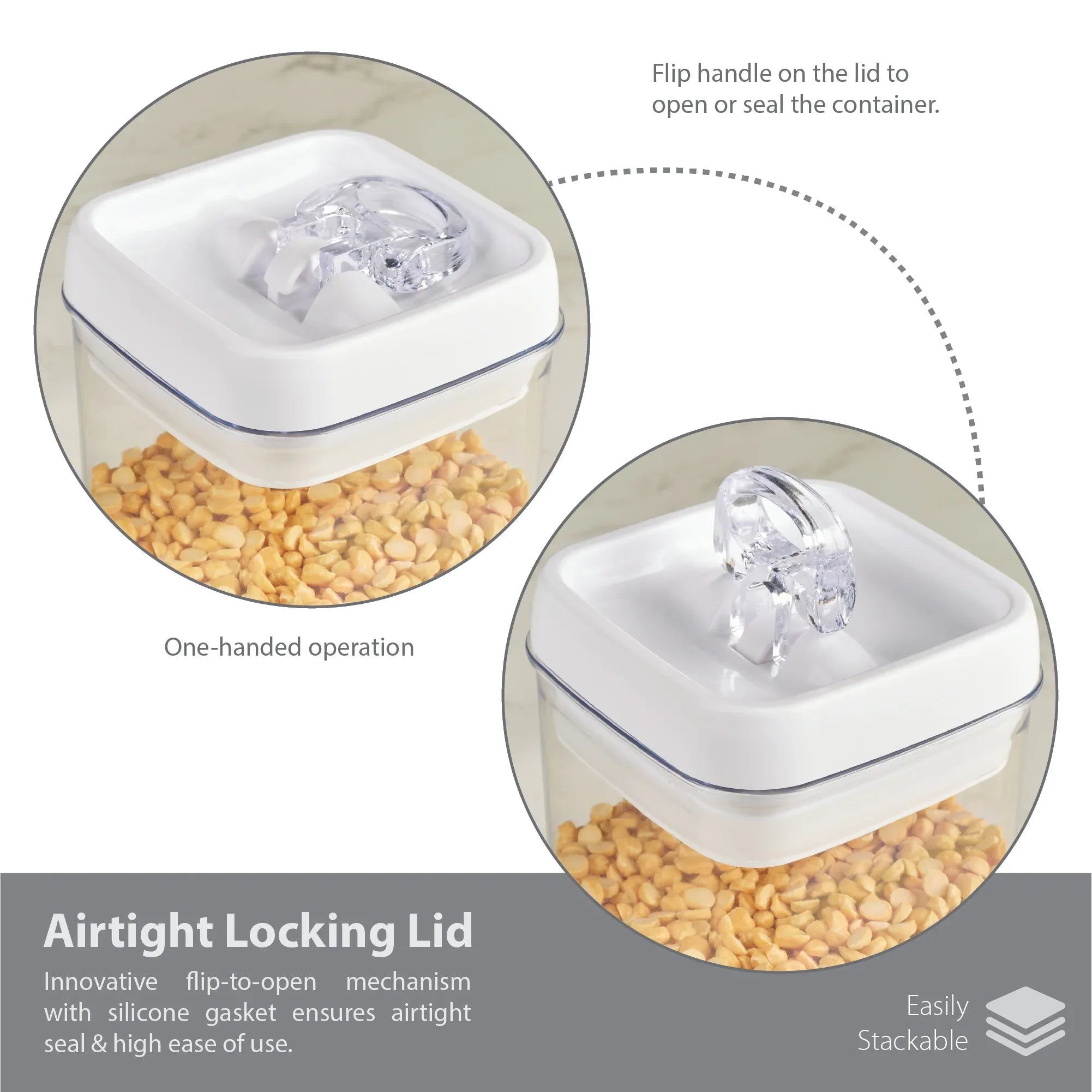 Robusto BPA Free Easy Lock Square Container 1000ml in Transparent & White Colour - HomeTown