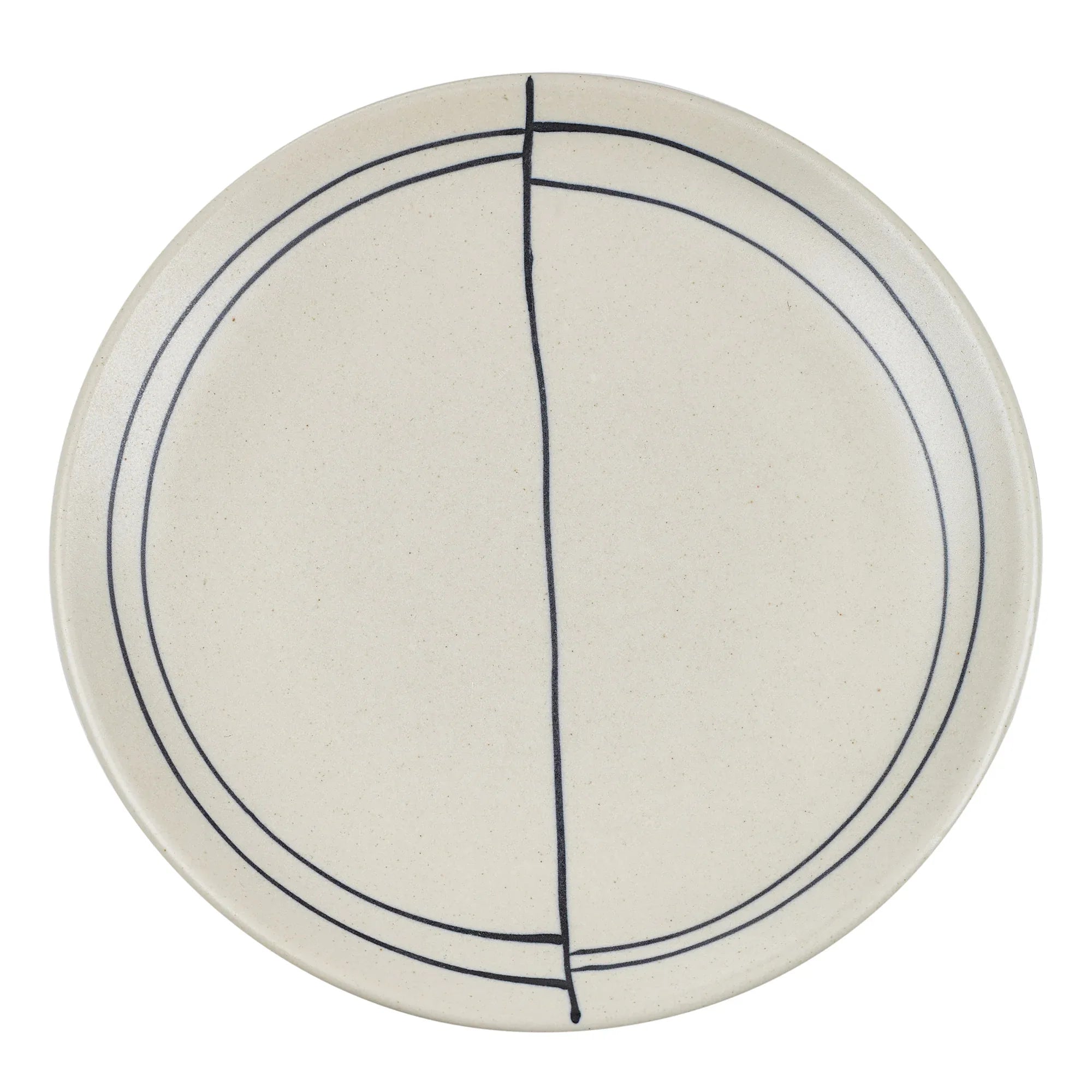 Artisanal Studio Pottery Stoneware Dinner Plate Set of 4 in Black & Ecru Colour - HomeTown