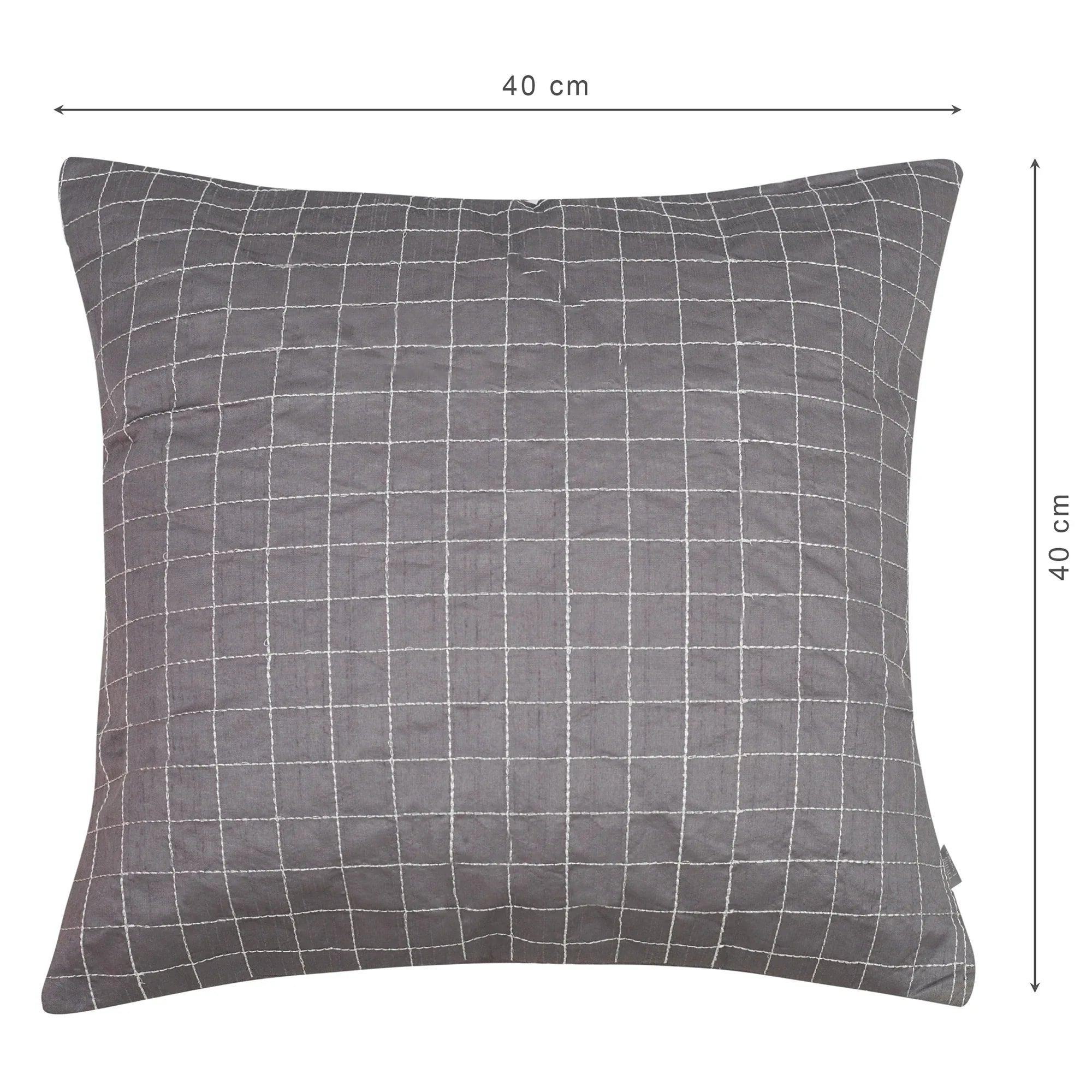 Modern Pleated Set Of 2 Cushion Cover 40x40 Cm in Charcoal Colour - HomeTown