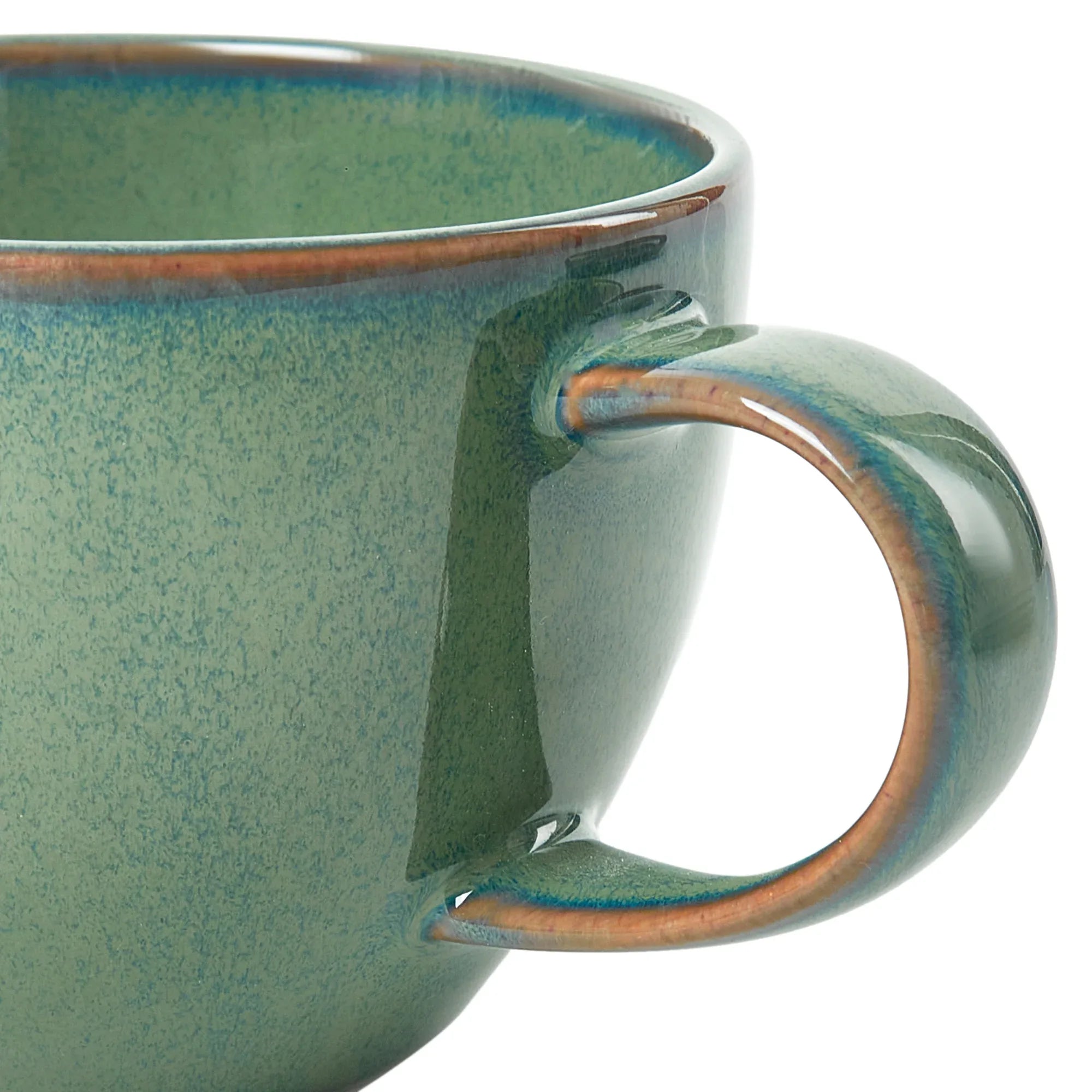 Hygge Studio Pottery Stoneware Cup & Saucer Set of 4 in Sage Green Colour - HomeTown
