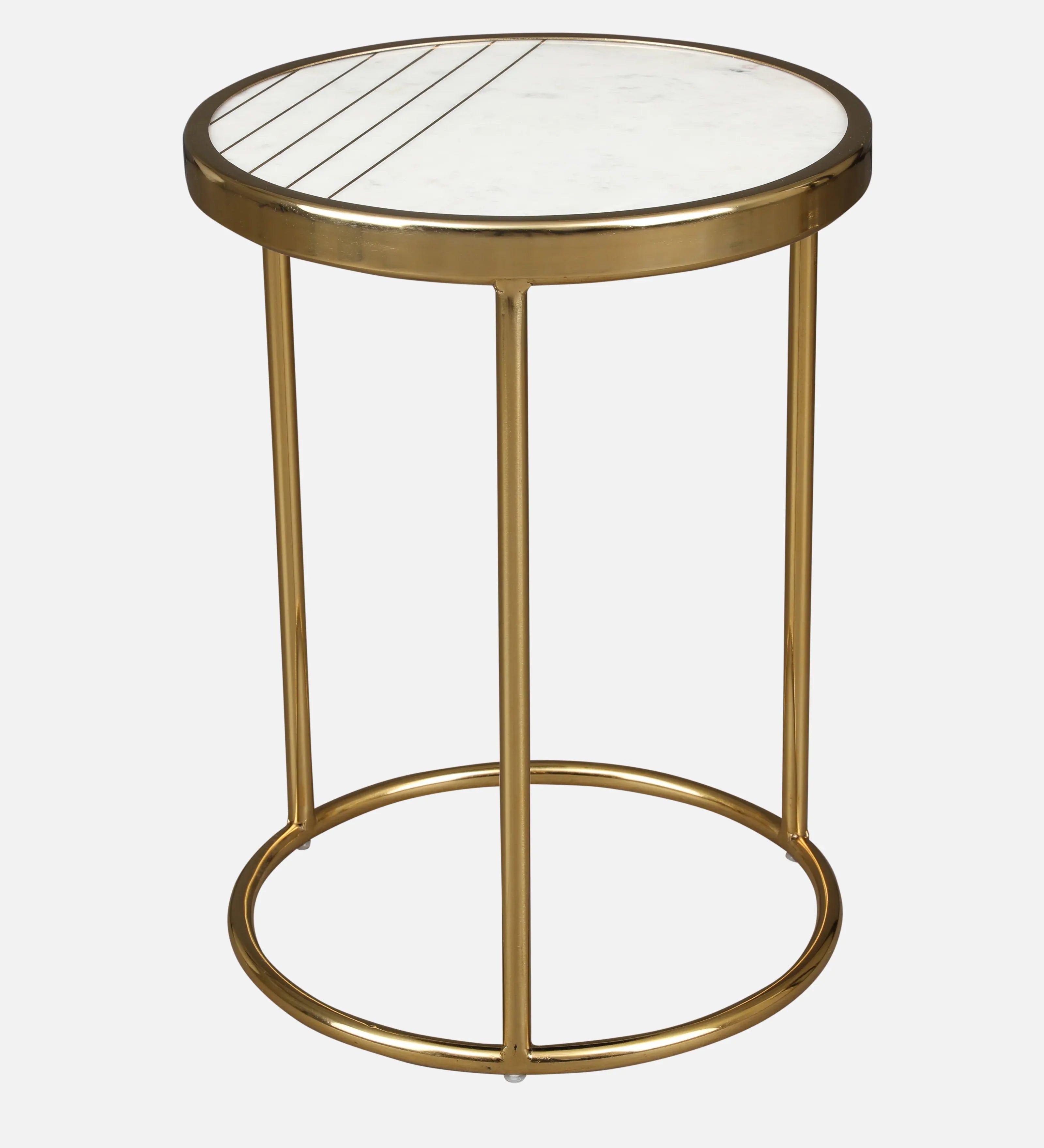 Netanya Metal Table in Gold & White Colour - HomeTown