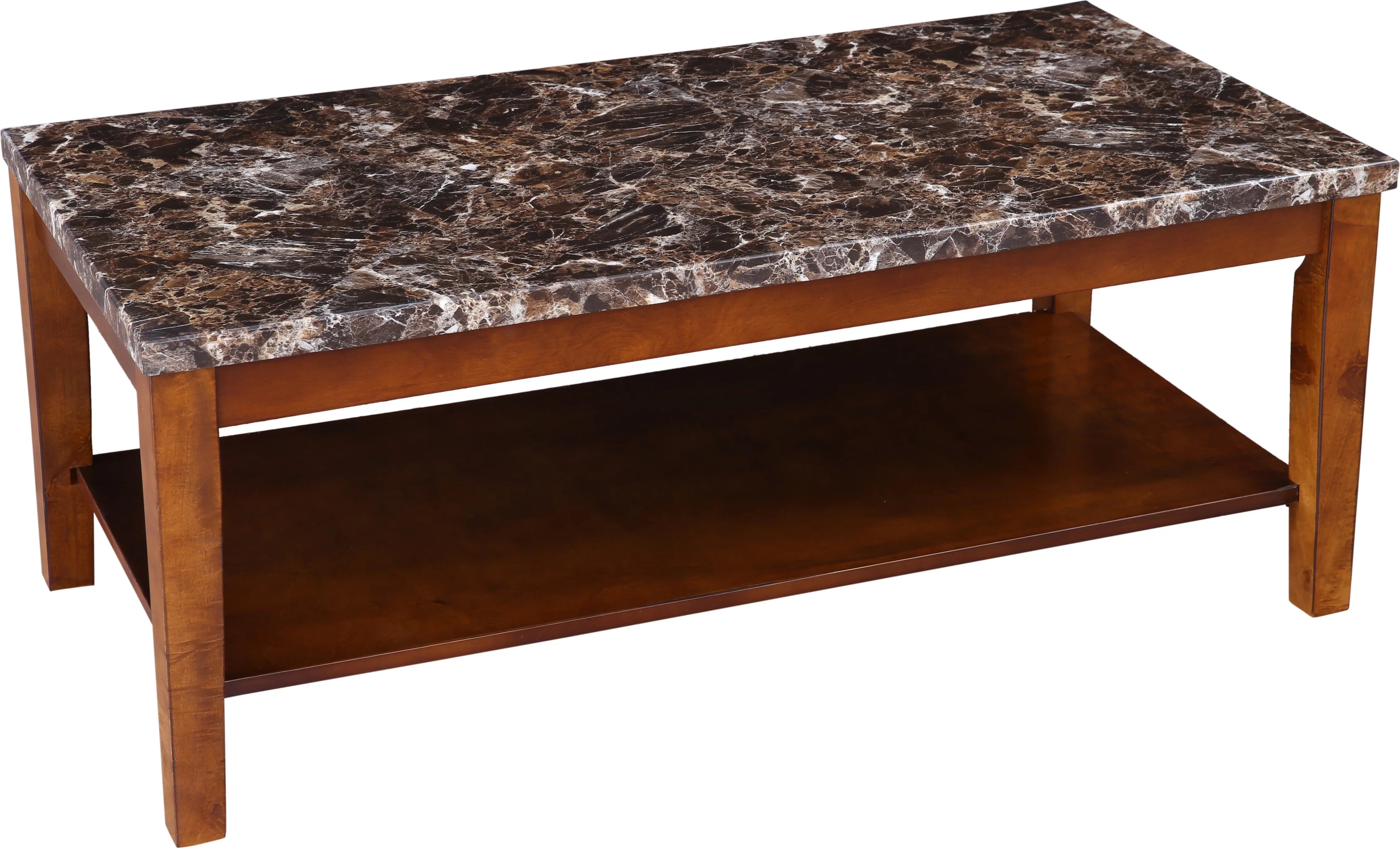 Eden Marble Finish Top Center Table in Brown Colour - HomeTown