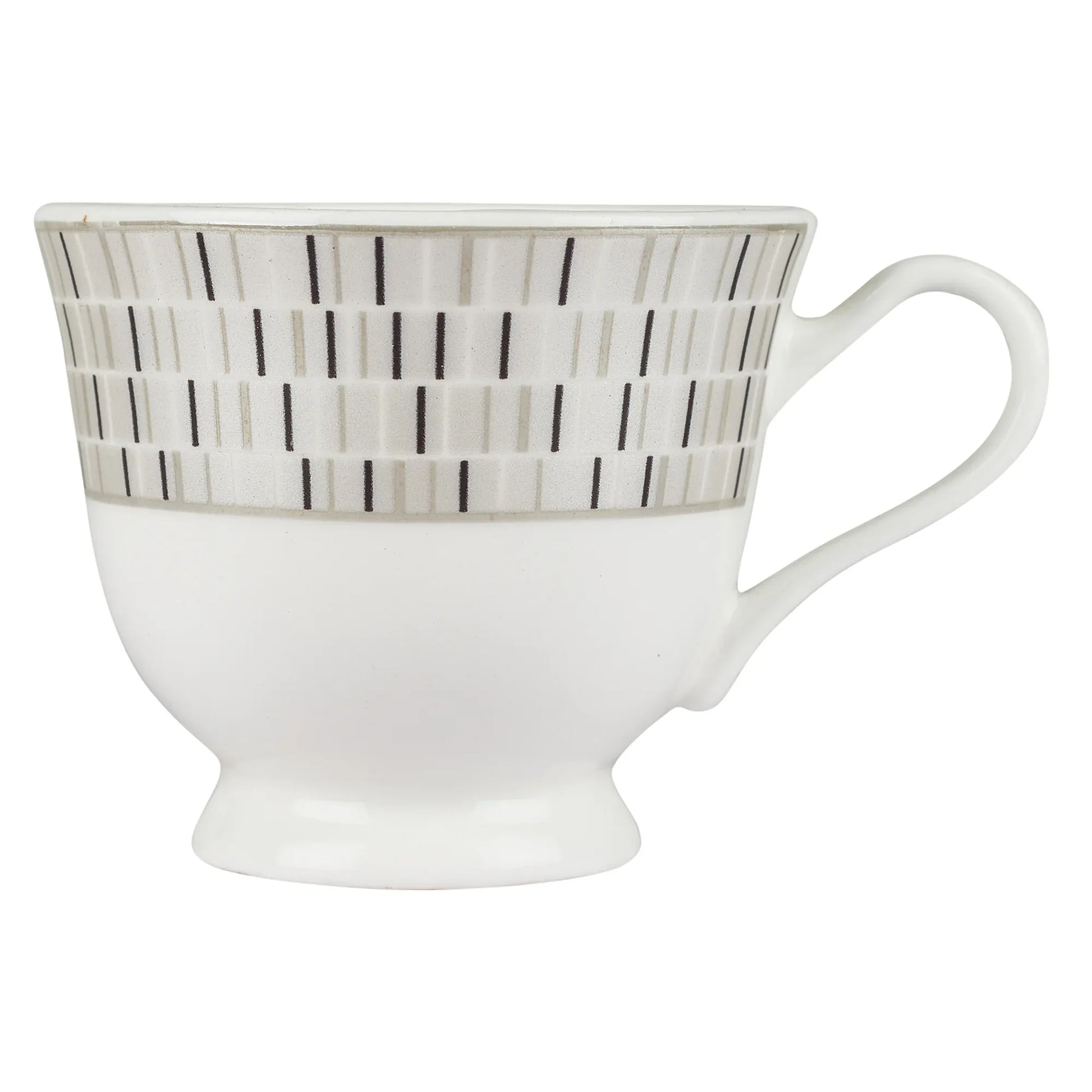 Nora Blocks Bone China Cup & Saucer 170 Ml in White Colour - HomeTown