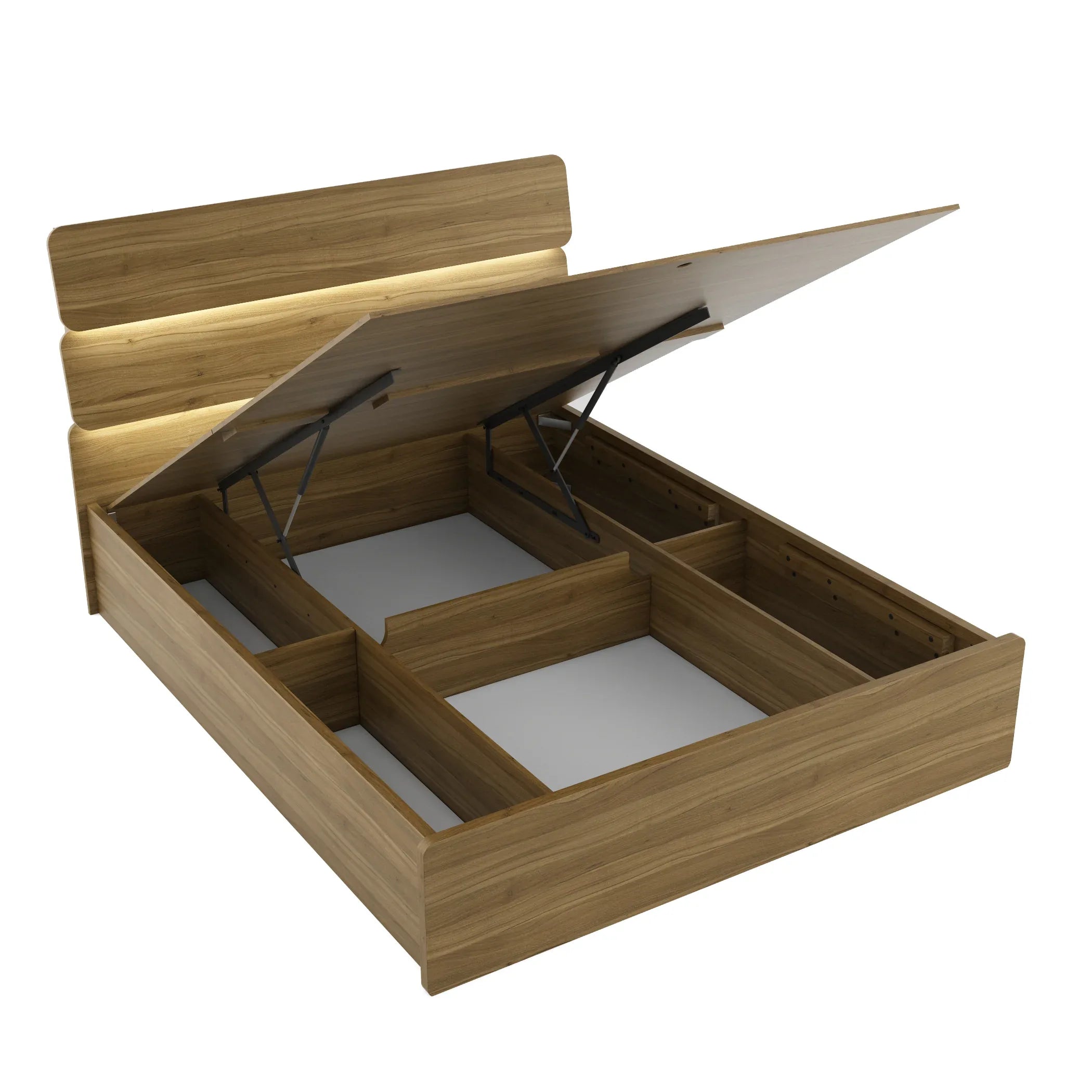 Freya King Bed With Hydraulic Storage in Natural Teak Colour - HomeTown
