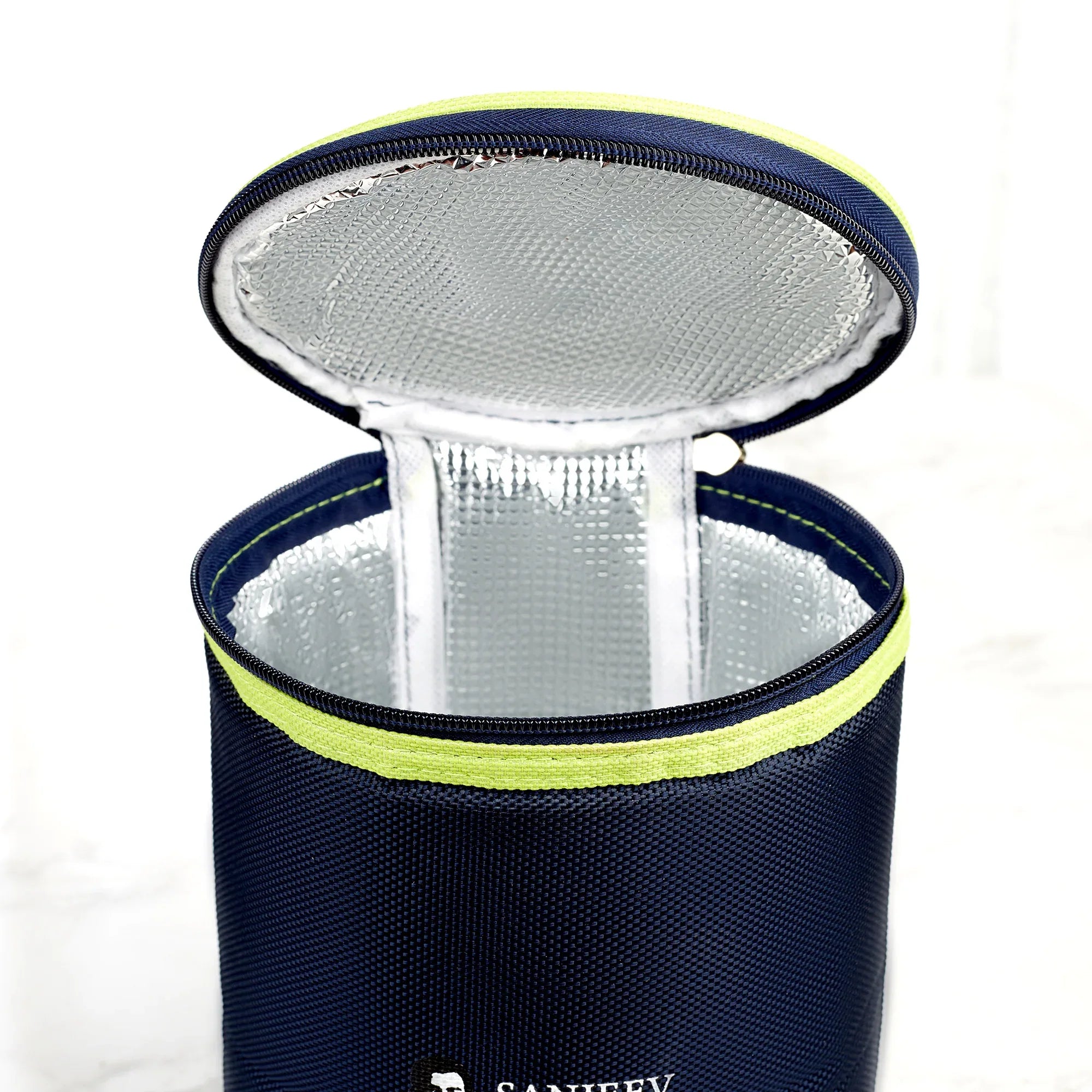 Boston Borosilicate Glass Microwave Safe Round Lunch box 400ml Set of 3 + Carry Bag in Blue Colour - HomeTown