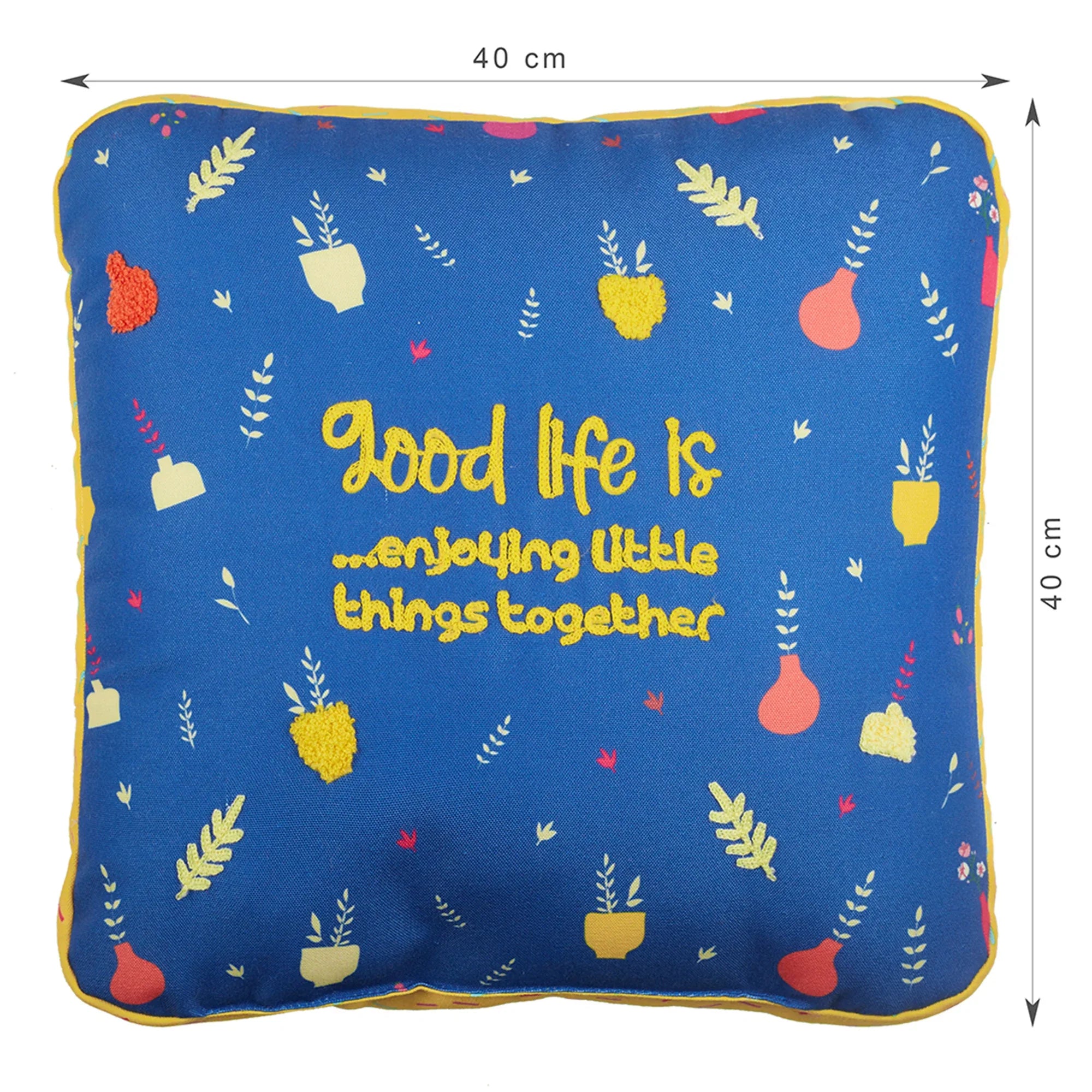 Good Life Reversible Little Things Digital Printed Shaped Cushion 40x40 Cm in Navy Colour - HomeTown