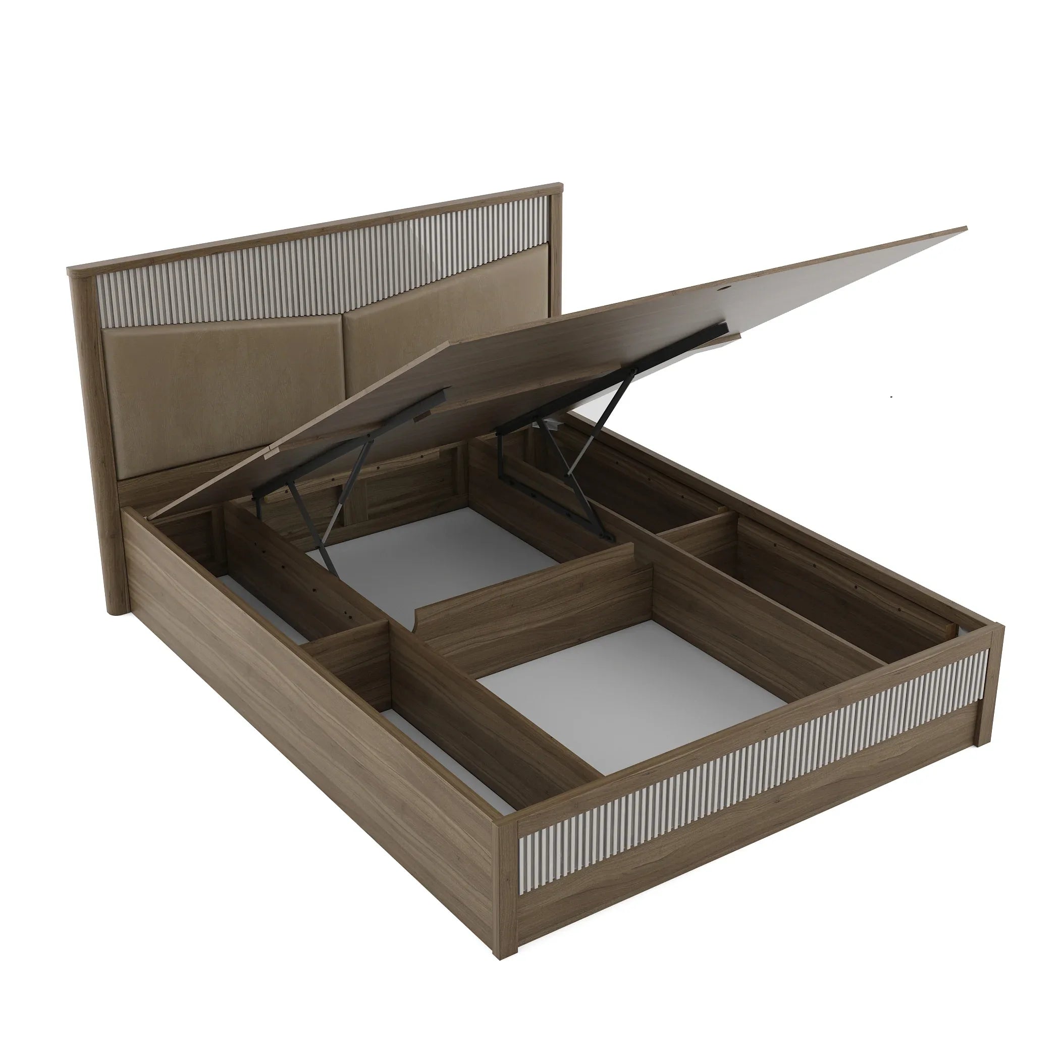 Cascade King Bed With Hydraulic storage in Lyon walnut Colour - HomeTown