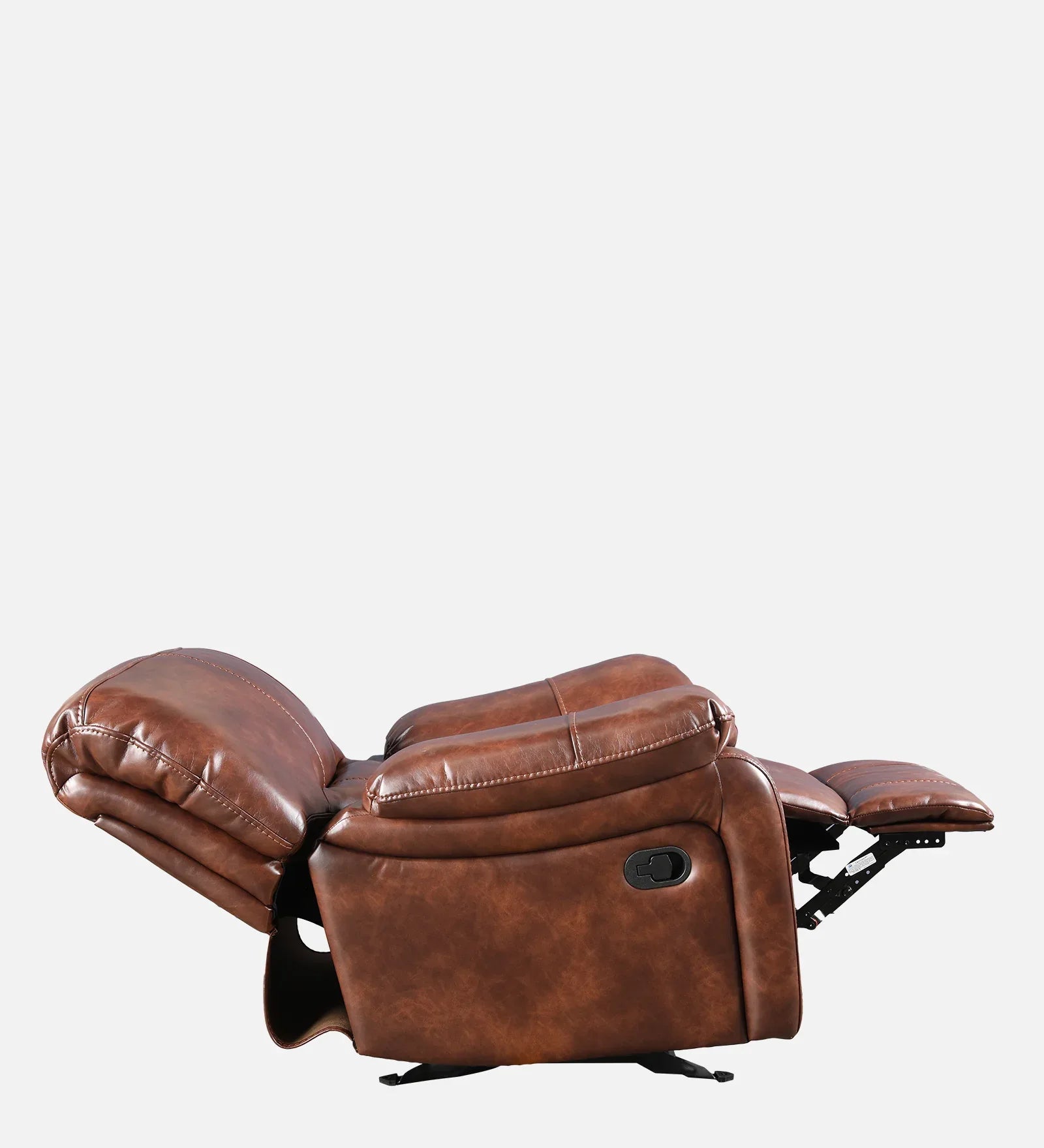 Urbano Leather Fabric Single Seater Recliner in Brown Colour - HomeTown