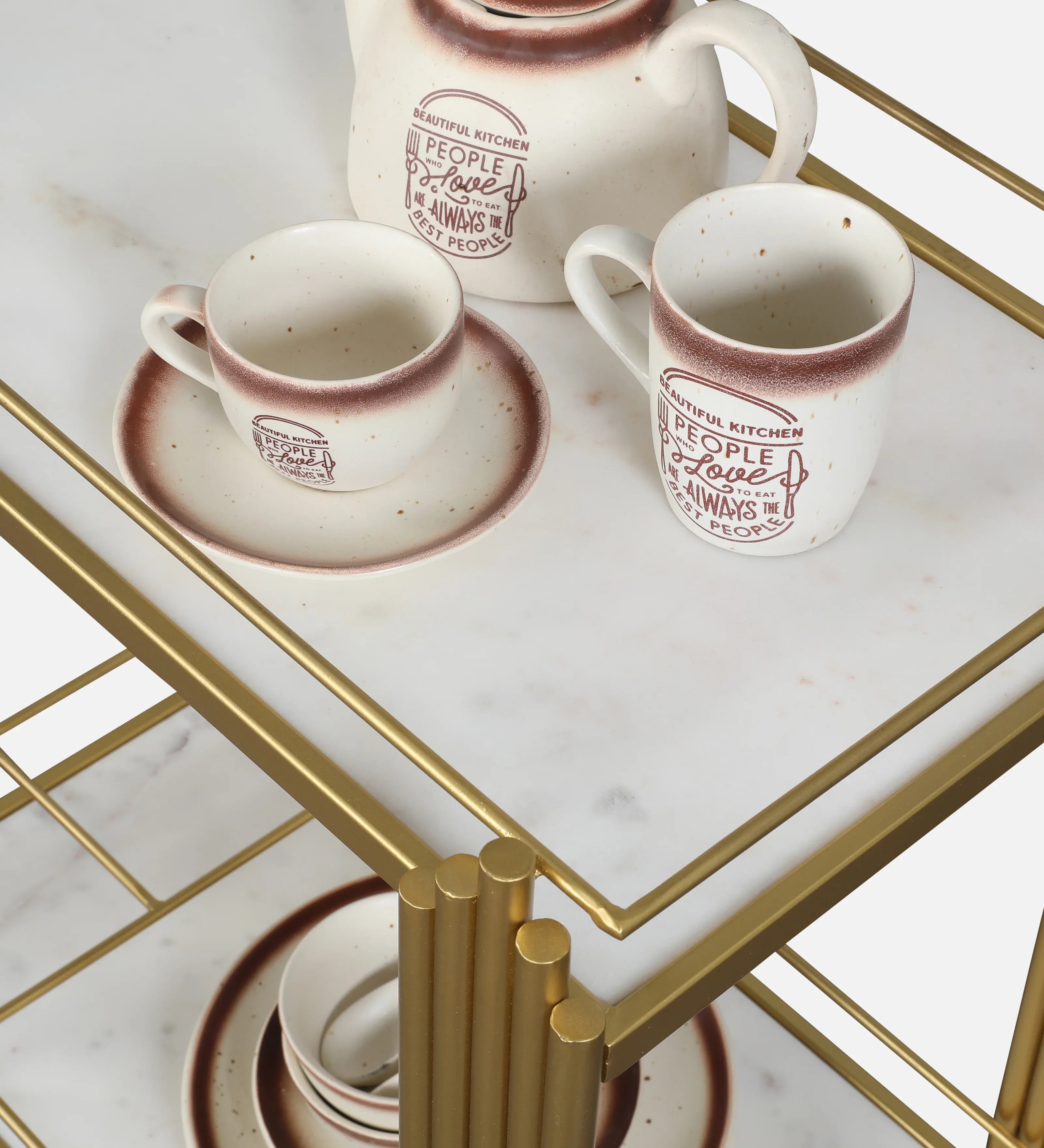 Giove Metal Serving Trolleys in Gold Colour - HomeTown