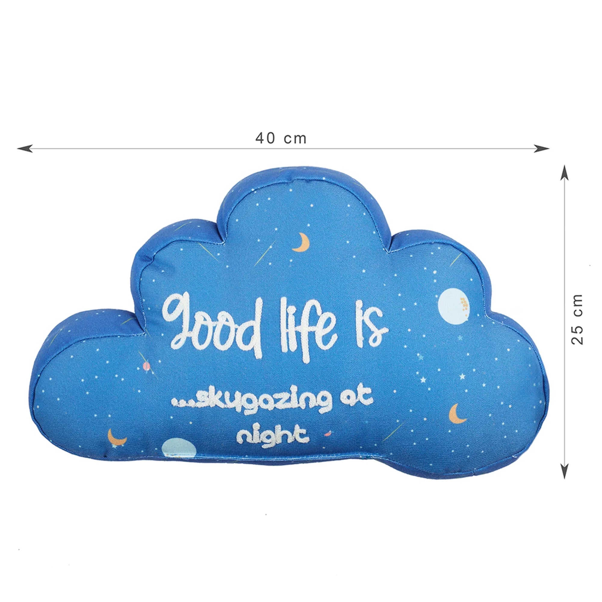 Good Life Reversible Cloud Digital Printed Shaped Cushion 40x25 Cm in Navy Colour - HomeTown