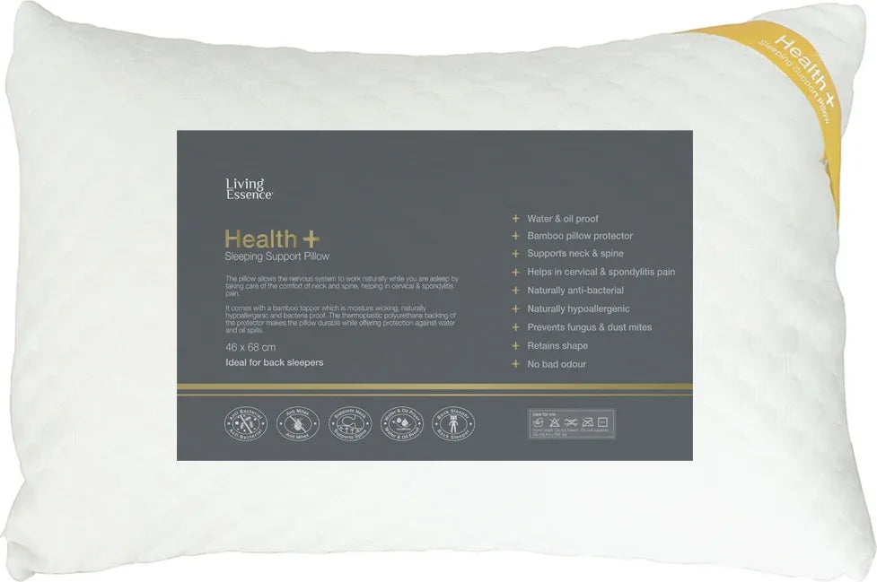 Health Plus Bamboo Pillow 46X68 Cm in White Colour - HomeTown