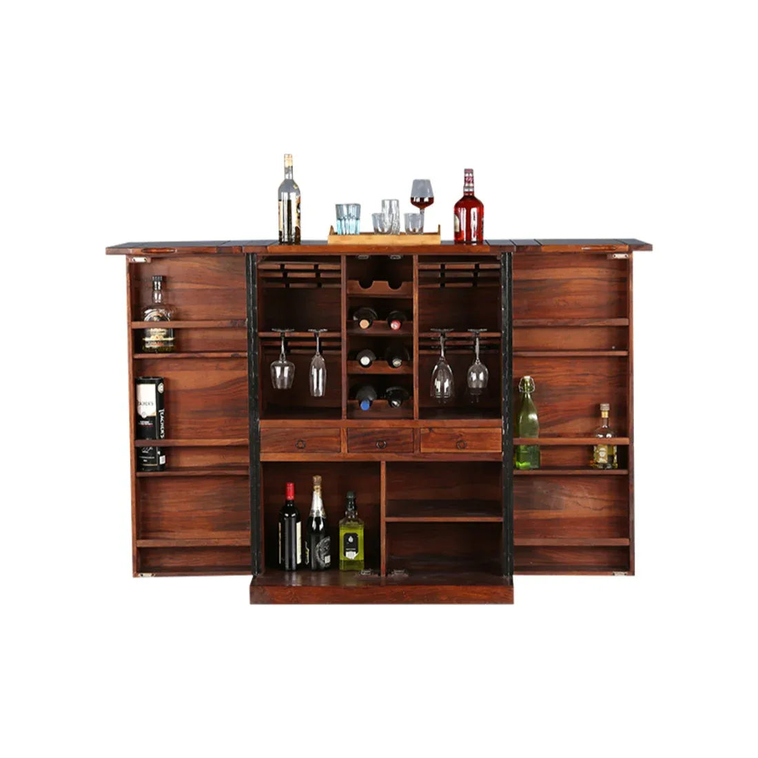 Woodrow Sheesham Wood(Rosewood) Bar Cabinet in HONEY Colour - HomeTown