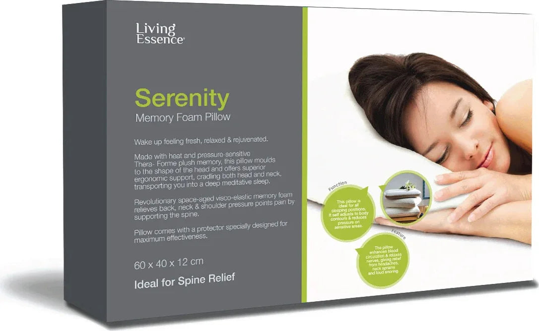 Serenity Cervical Support Memory Foam Pillow 60X40X12 Cms for Deep Sleep in White Colour - HomeTown