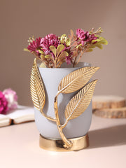 Versaleaf Glass Vase and Candle Holder in Grey & Gold