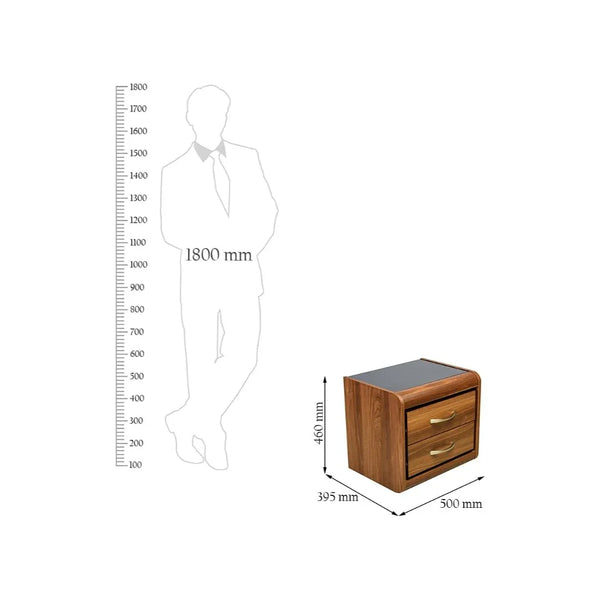 Archer Night Stand in Walnut Colour dimensions