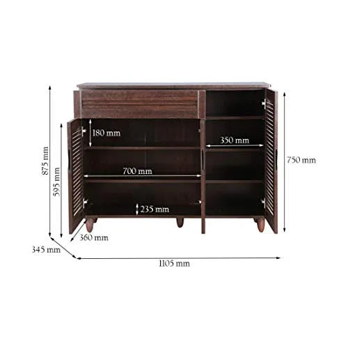 Carry Engineered Wood Shoe Rack in Wenge Colour dimensions