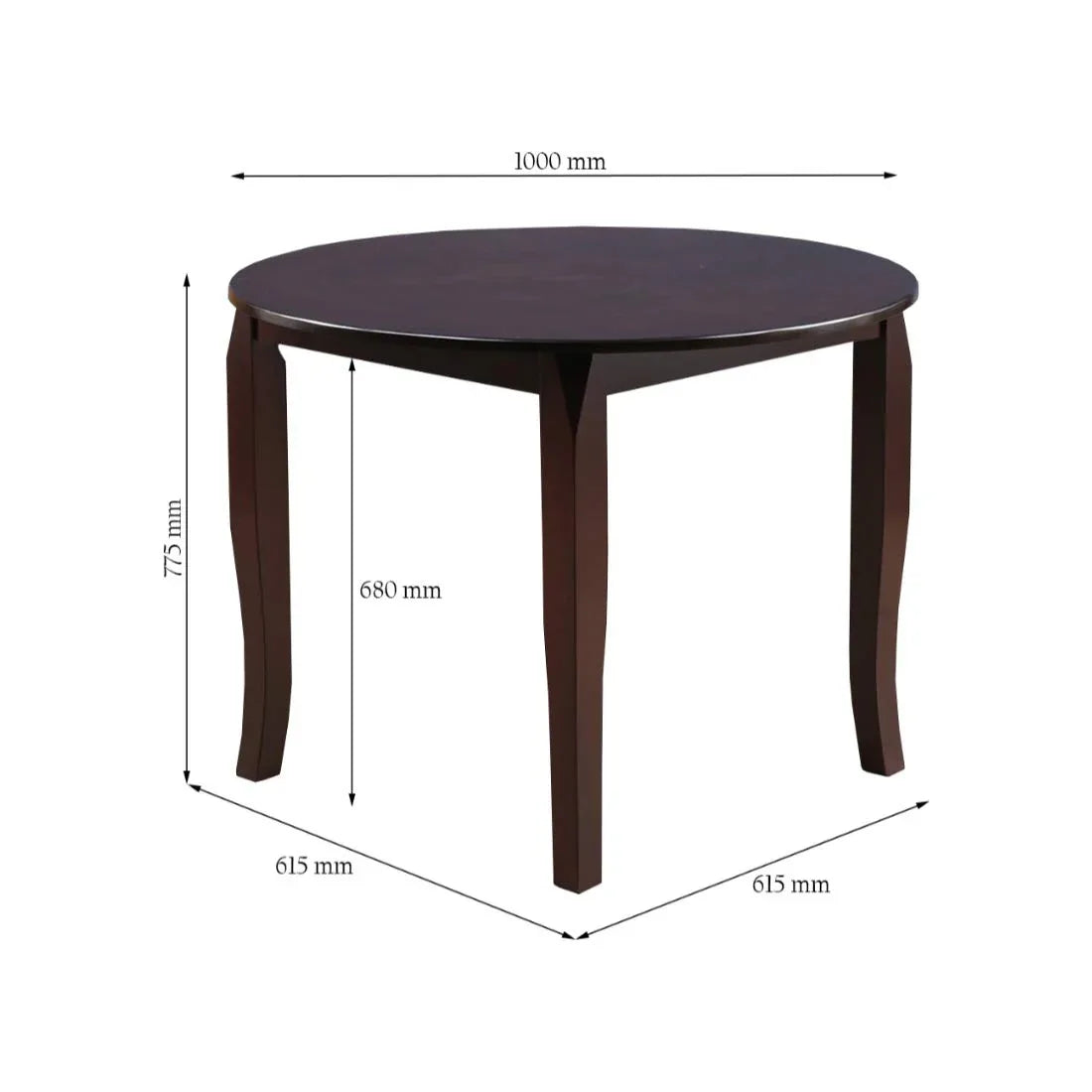 Cardiff Rubber Wood Four Seater Dining Table in Expresso Finish - HomeTown