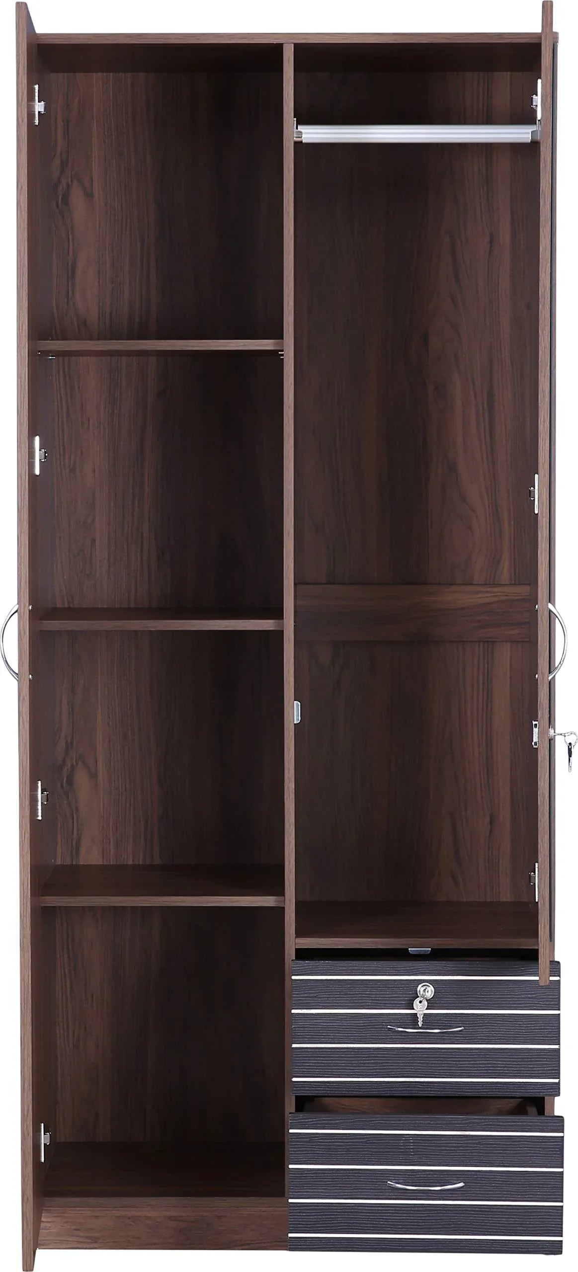 Molly Two Door Wardrobe with Mirror in Walnut Finish - HomeTown