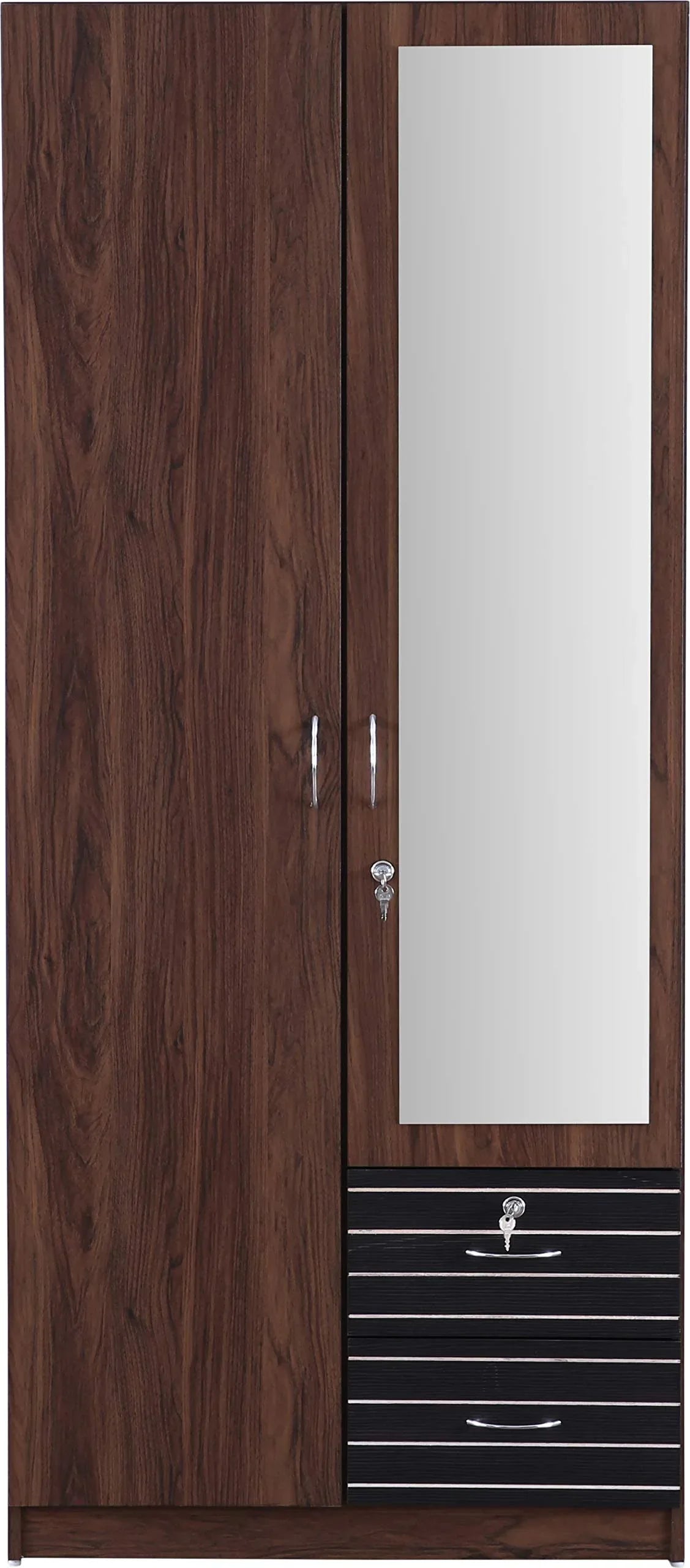 Molly Two Door Wardrobe with Mirror in Walnut Finish