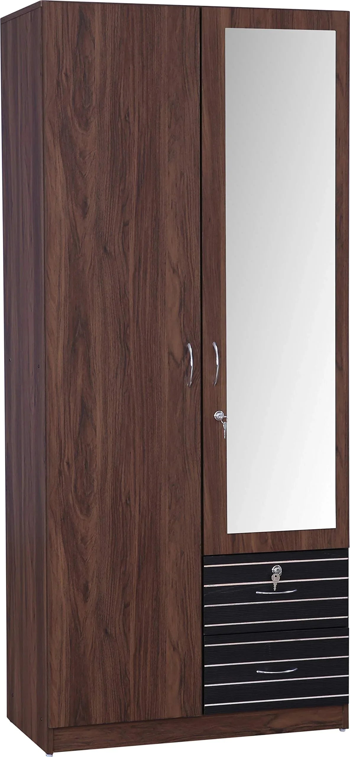 Molly Two Door Wardrobe with Mirror in Walnut Finish - HomeTown