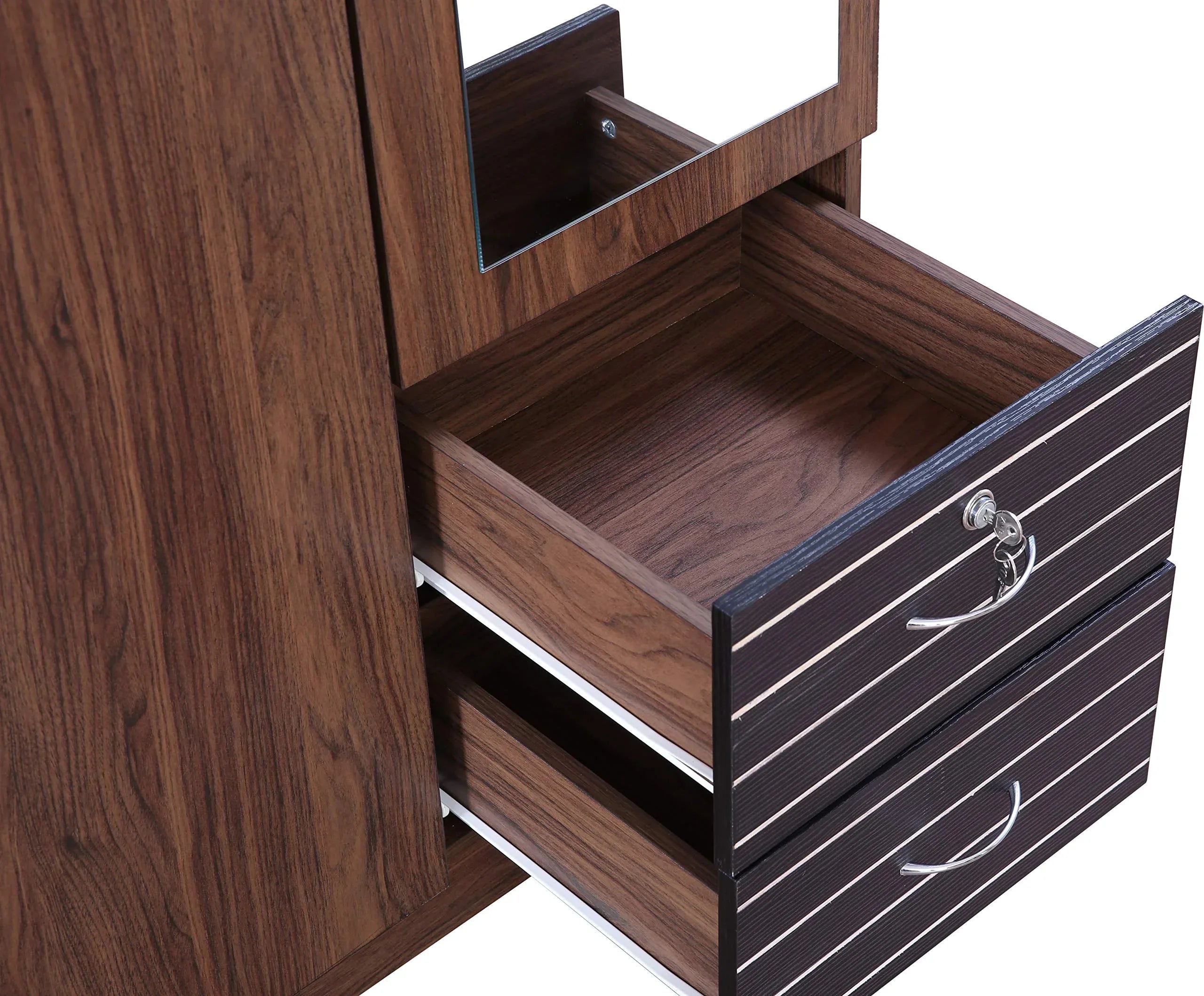 Molly Two Door Wardrobe with Mirror in Walnut Finish - HomeTown