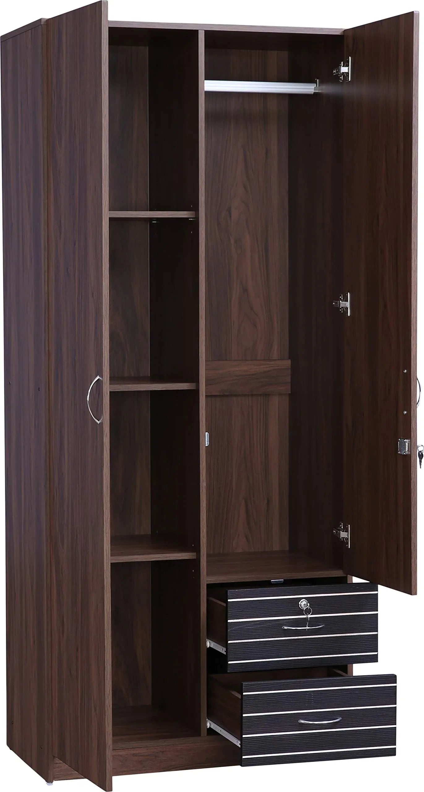 Molly Two Door Wardrobe with Mirror in Walnut Finish - HomeTown