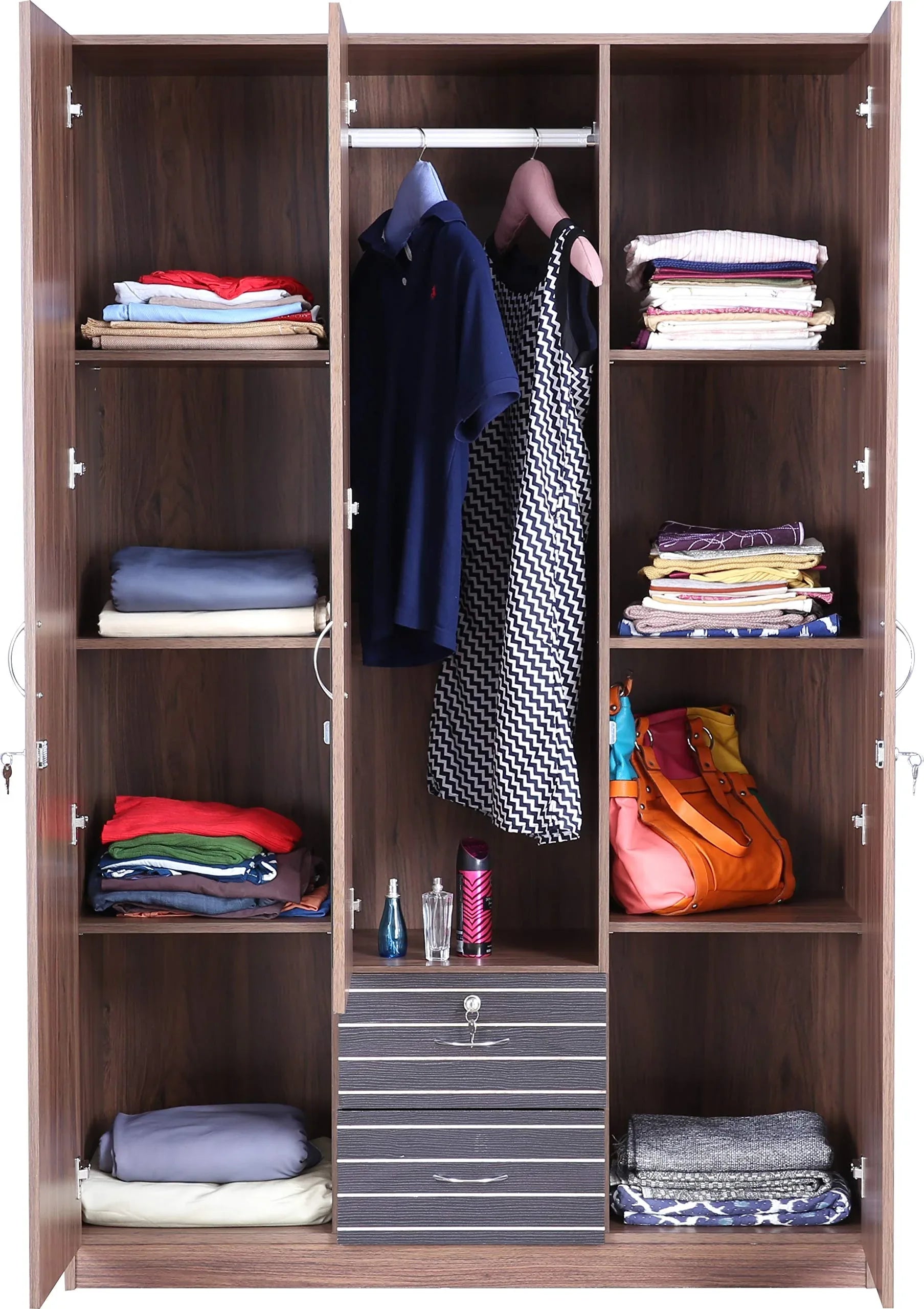 Molly Engineered Wood Three Door Wardrobe - HomeTown