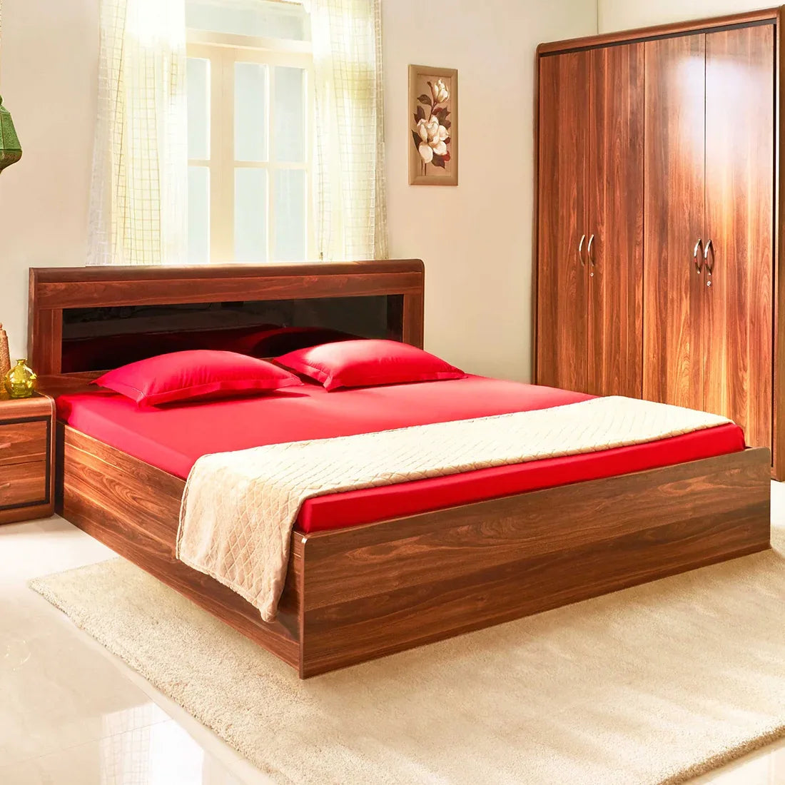 Archer King Bed with Box storage in Walnut Colour - HomeTown