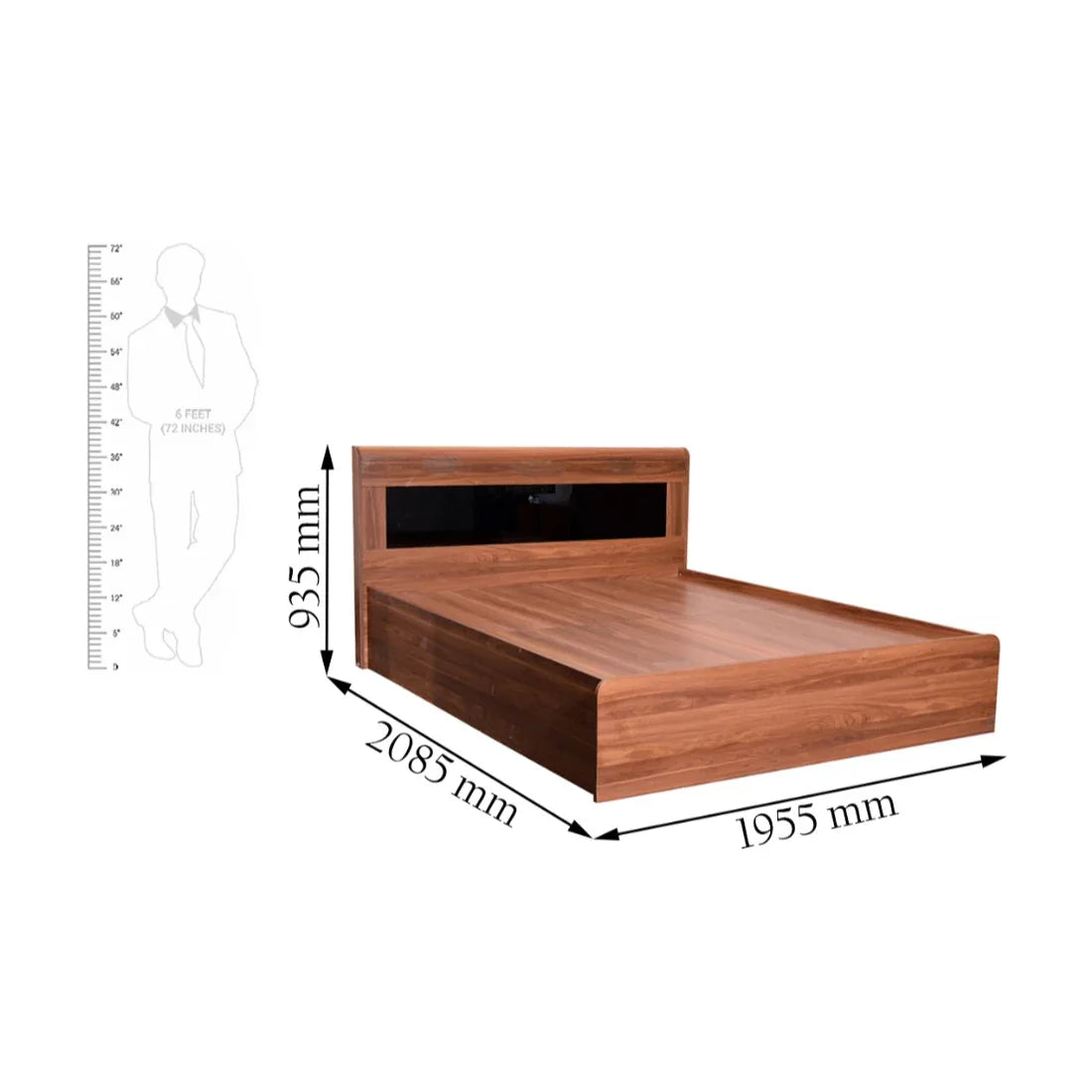 Archer King Bed with Box storage in Walnut Colour - HomeTown