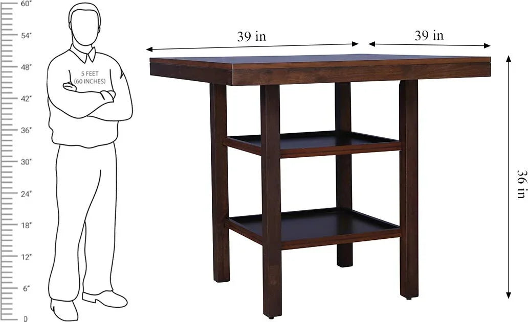 Hopton Solid Wood Four Seater High Dining Table in Walnut Finish - HomeTown