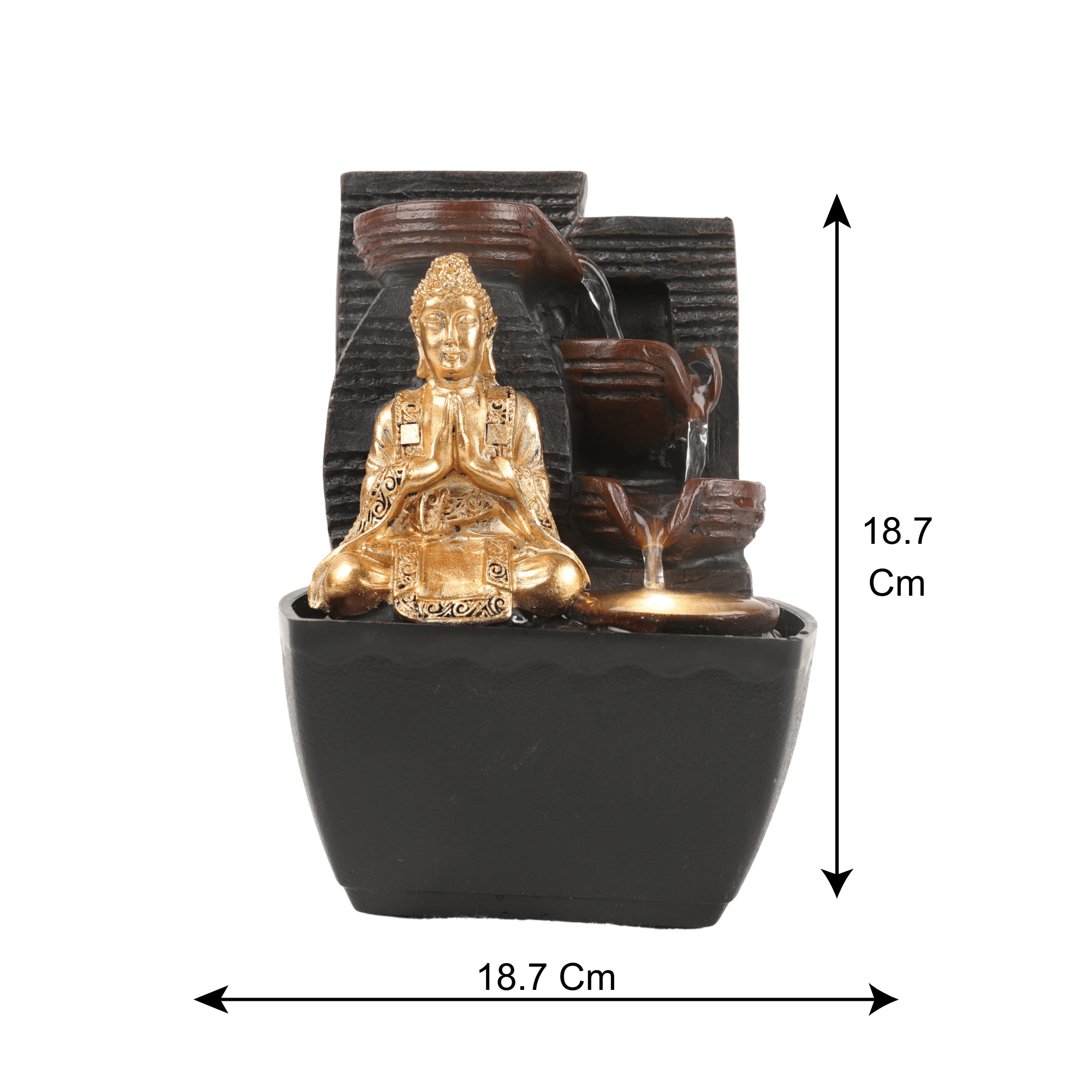 Impression Polyresin Buddha 3 Drop Fountain in Gold Colour