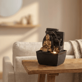 Impression Polyresin Buddha 3 Drop Fountain in Gold Colour