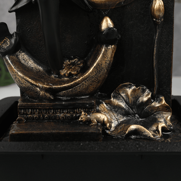 Impression Polyresin Modern Ganesha Water Fountain 30x40 Cm in Black & Gold Colour dimensions