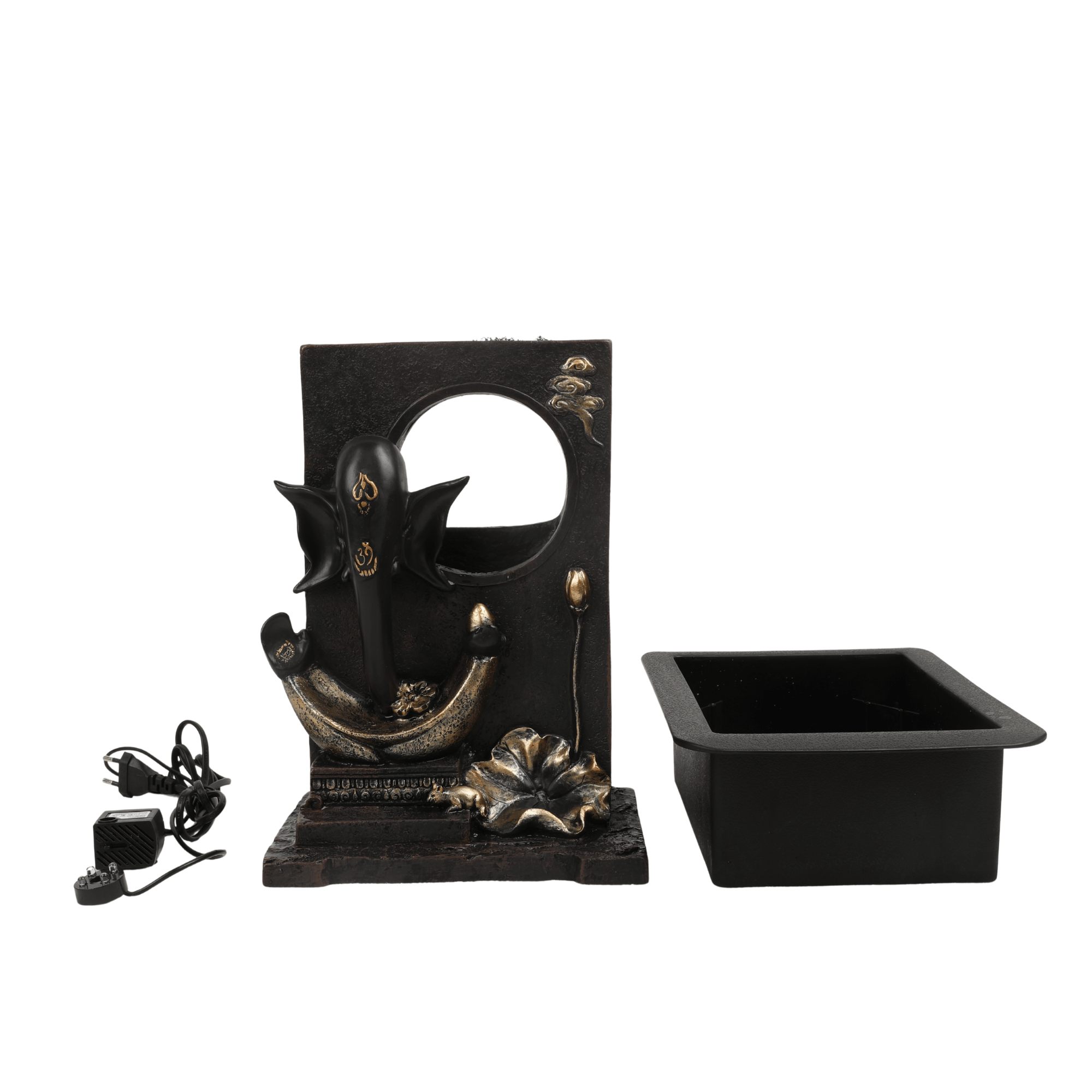 Impression Polyresin Modern Ganesha Water Fountain 30x40 Cm in Black & Gold Colour