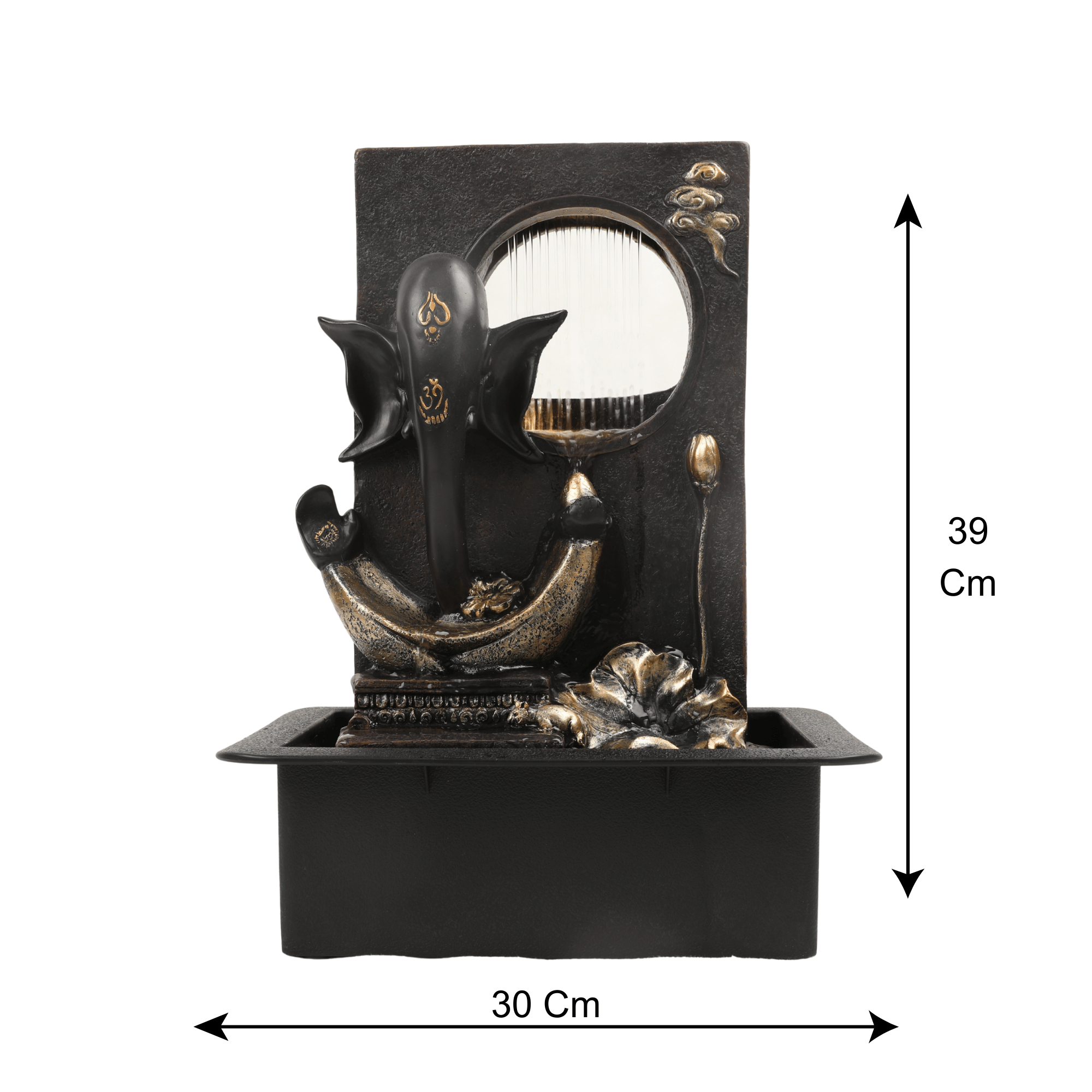 Impression Polyresin Modern Ganesha Water Fountain 30x40 Cm in Black & Gold Colour