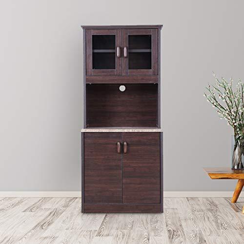 Murano Marble Finish Top Crockery Cabinet in Wenge Colour - HomeTown