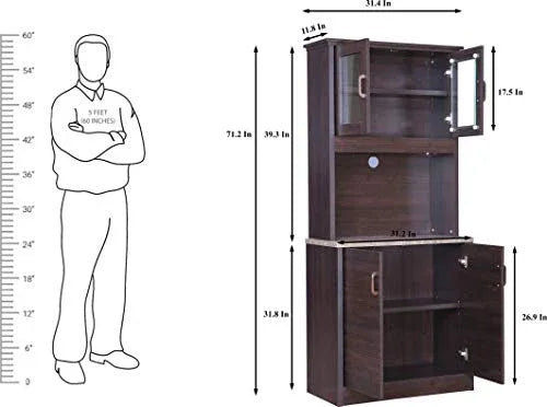 Murano Marble Finish Top Crockery Cabinet in Wenge Colour - HomeTown