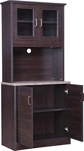 Murano Marble Finish Top Crockery Cabinet in Wenge Colour - HomeTown