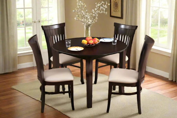 Cardiff Solidwood 4 Seater Round  Dining Set in Expresso Colour dimensions
