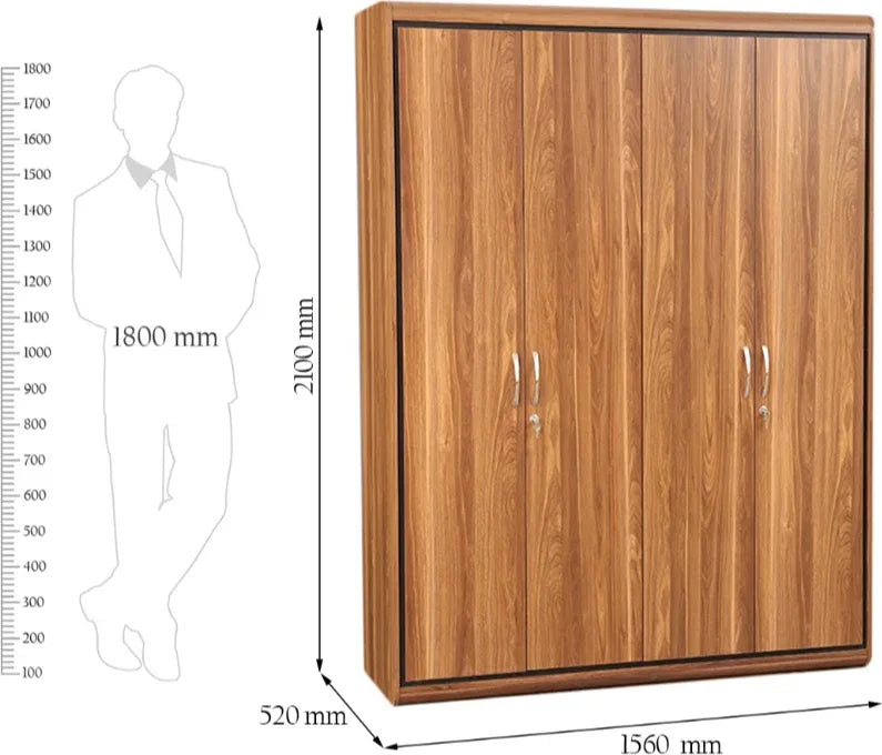 Archer Four door Wardrobe in Walnut Colour - HomeTown