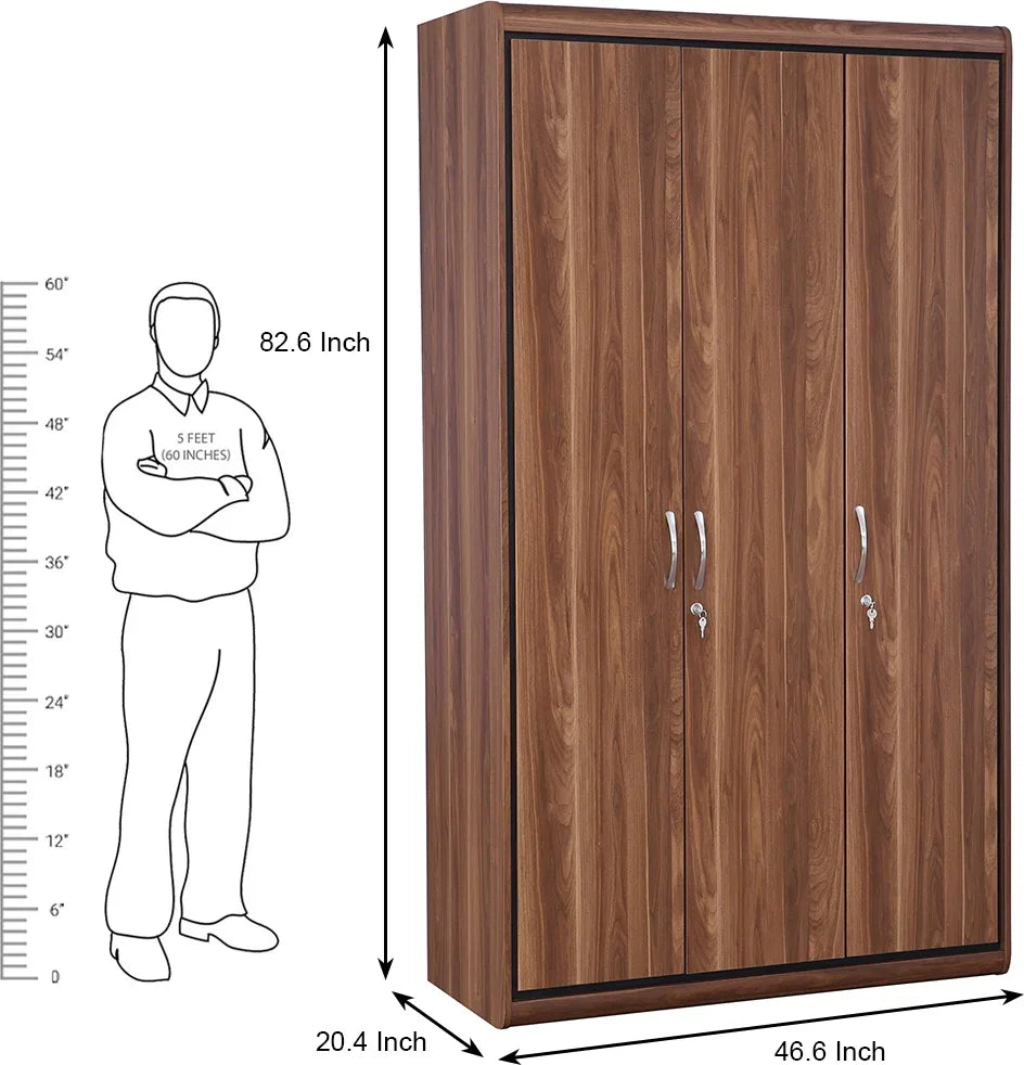 Archer Three door Wardrobe in Walnut Colour - HomeTown