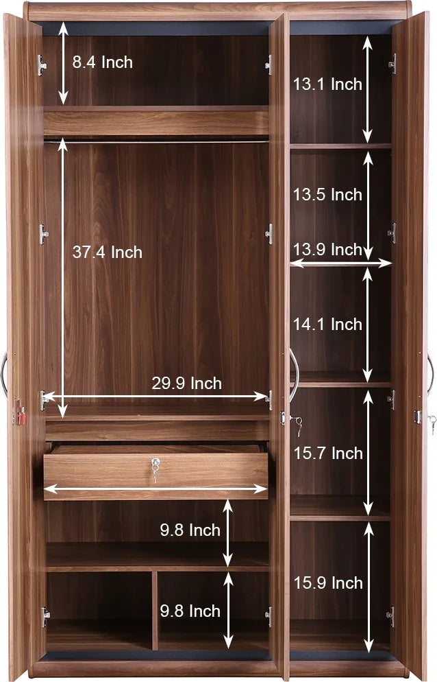 Archer Three door Wardrobe in Walnut Colour - HomeTown