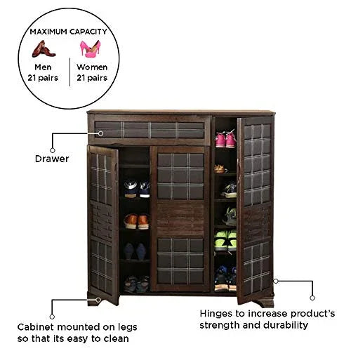 Clayton Engineered Wood Shoe Rack in Wenge Colour - HomeTown