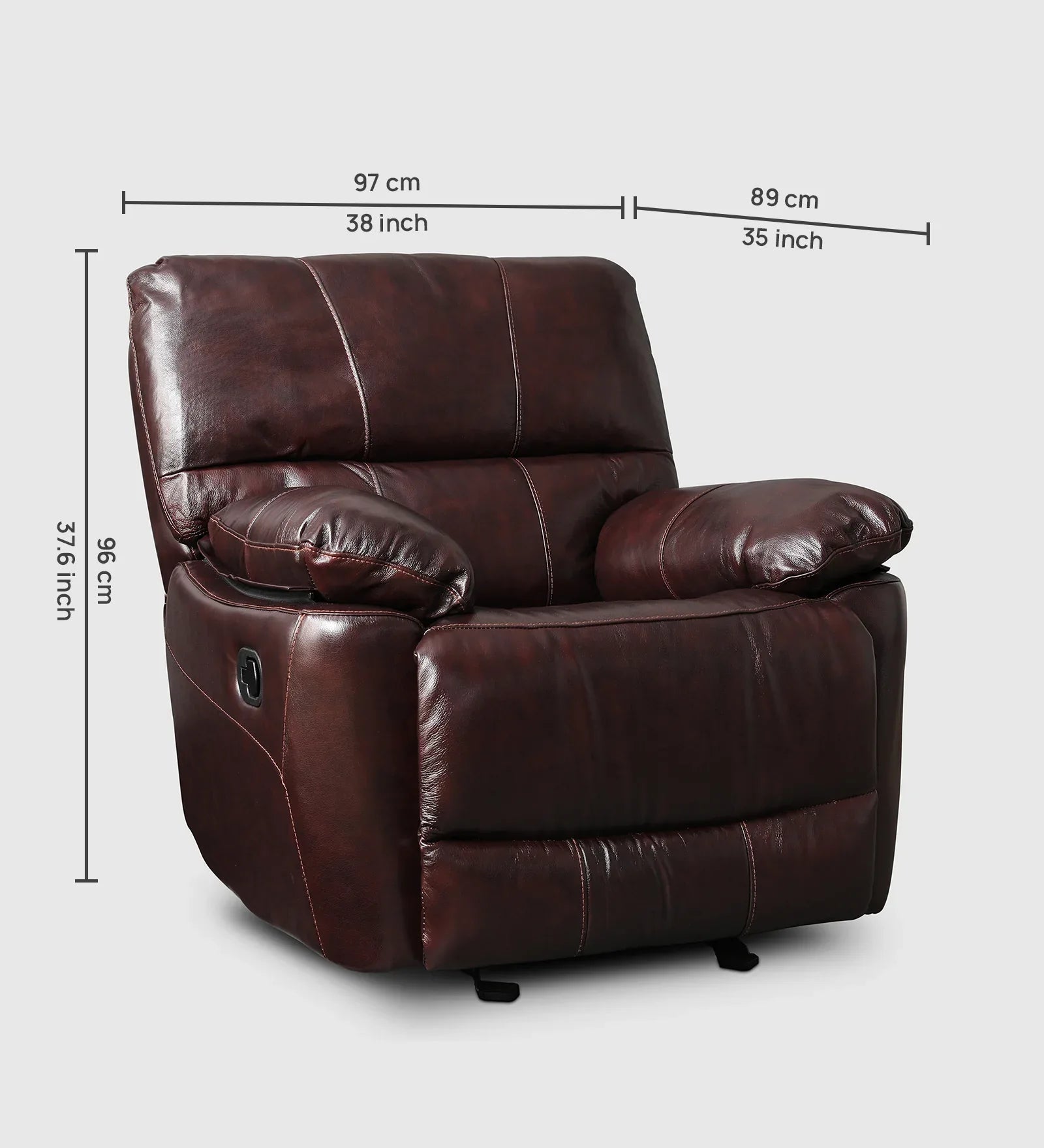 Charles Half Leather Single Seater Recliner - HomeTown